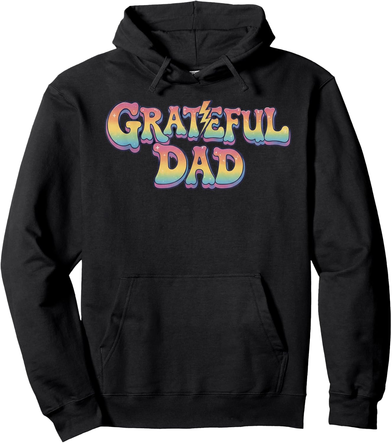 Grateful Dad Retro Rainbow Lettering Grateful Dad Hoodie - Hoodie | Black