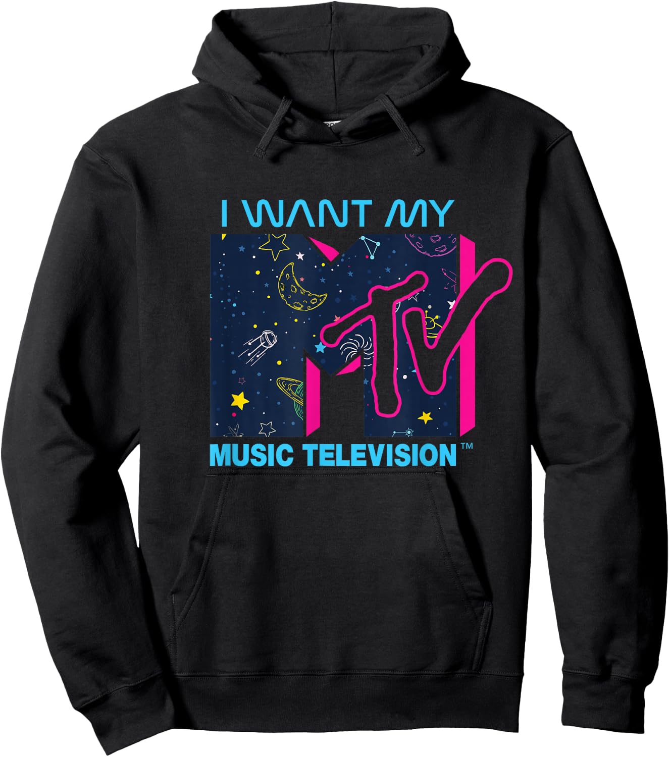 Mademark x MTV Official I want my MTV Logo in Space Hoodie - Hoodie | Black