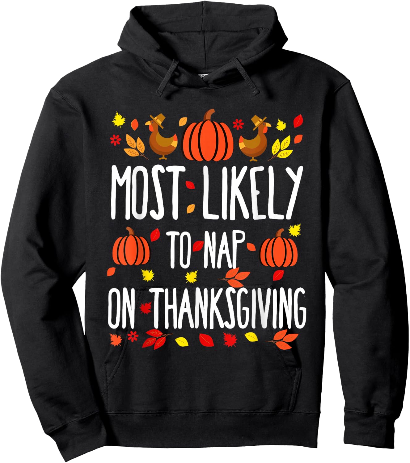 Most Likely To Nap Family Matching Thanksgiving Hoodie - Hoodie | Black