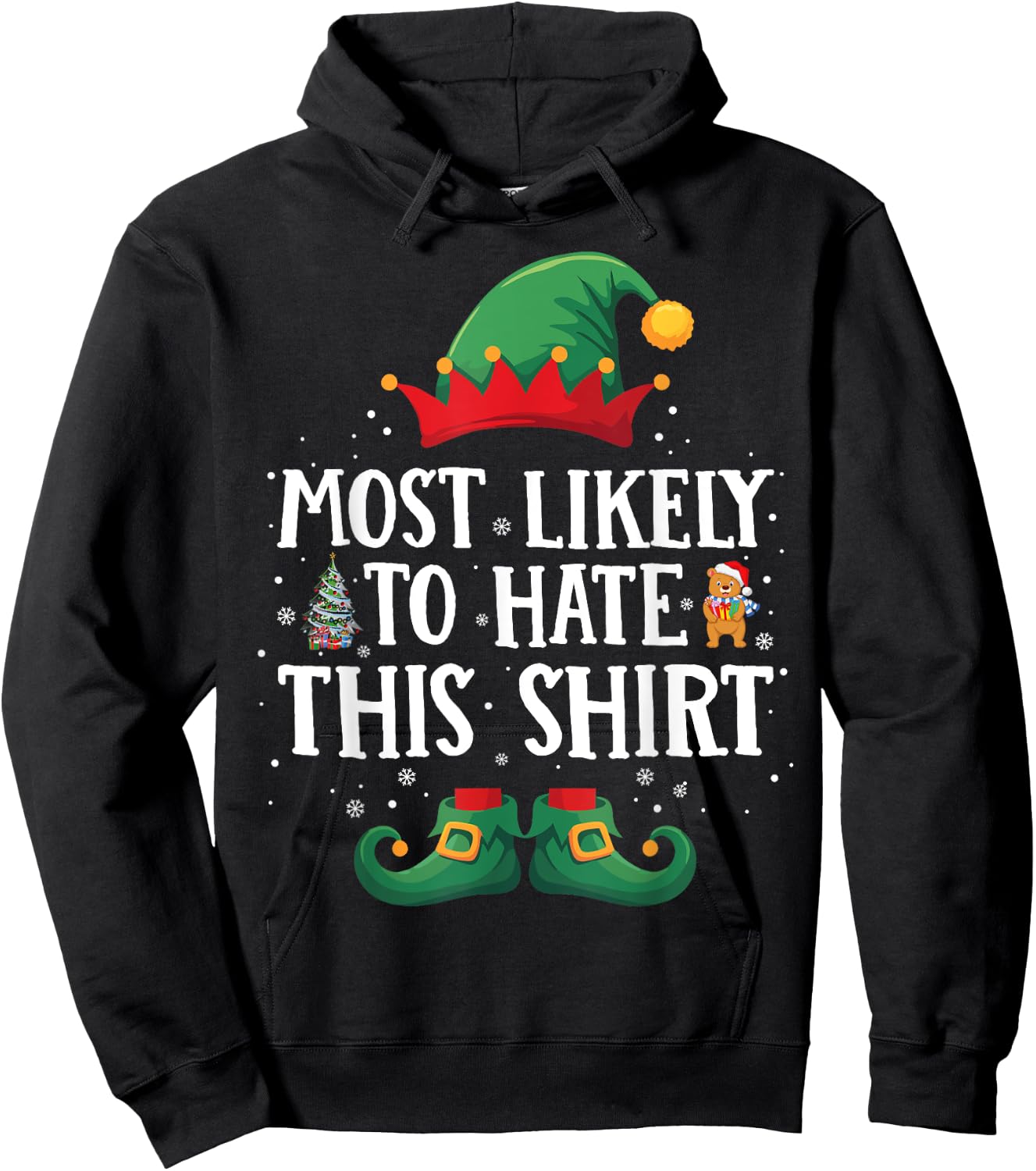 Most Likely to Hate This Shirt Matching Christmas Elf Hoodie - Hoodie | Black