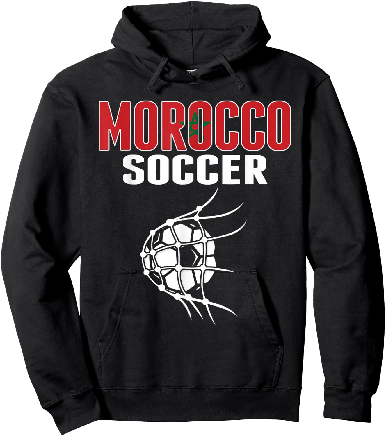 Morocco Soccer Ball In Net - Moroccan Football Supporters Hoodie - Hoodie | Black