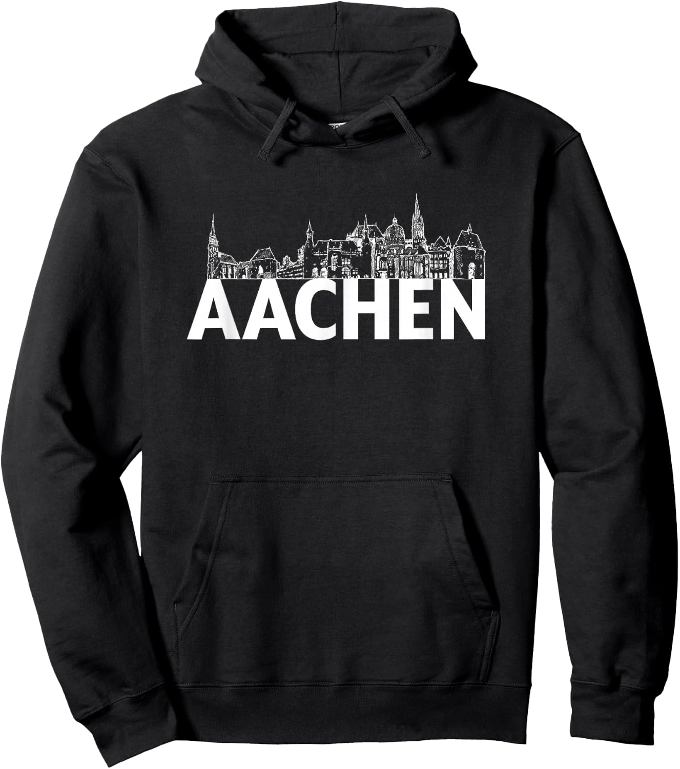 Aachen Deutschland Europa Stadt Skyline Silhouette Umriss Skizze Hoodie - Hoodie | Black