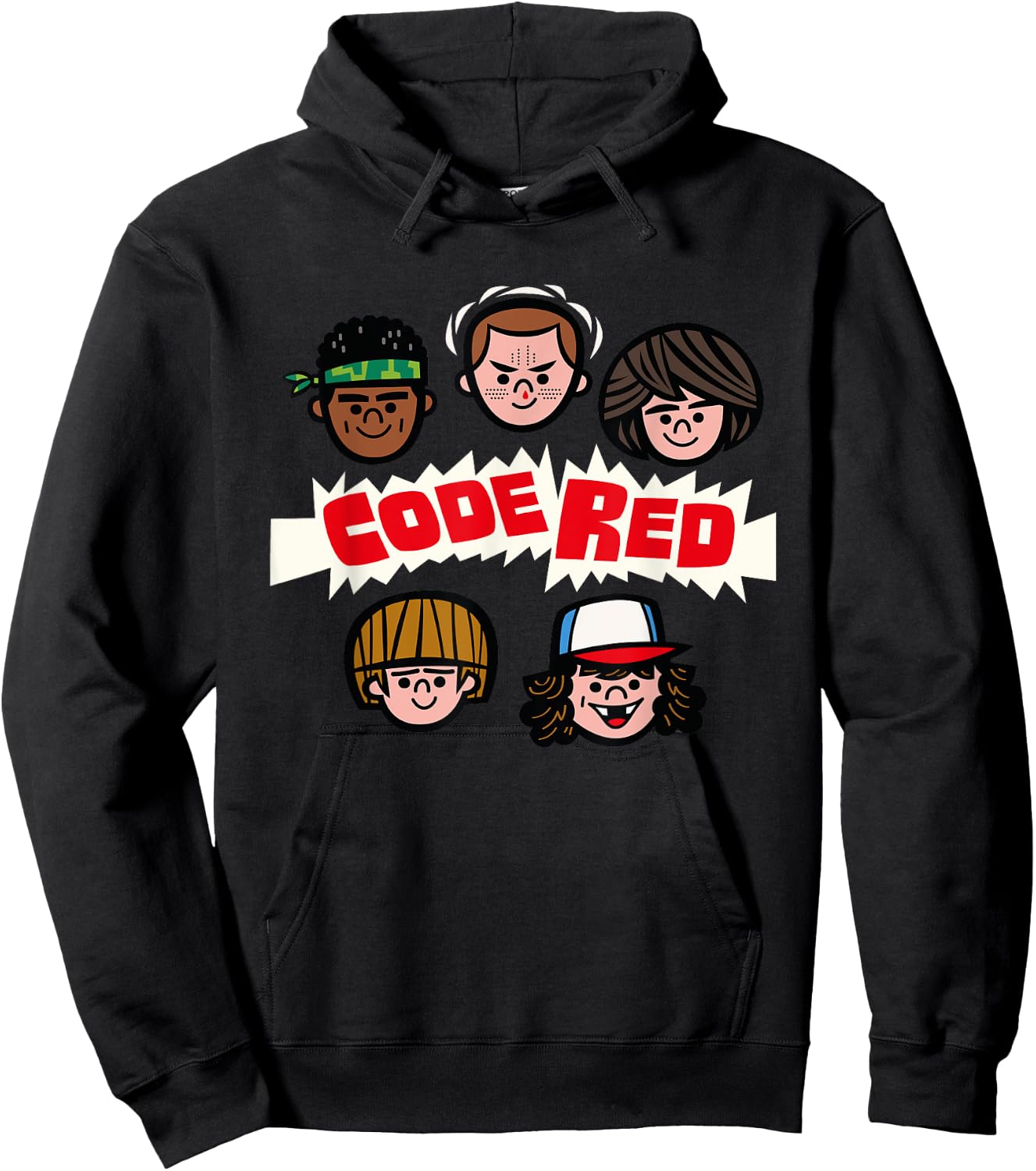 Stranger Things Dustin & Co Code Red , blue Hoodie - Hoodie | Black