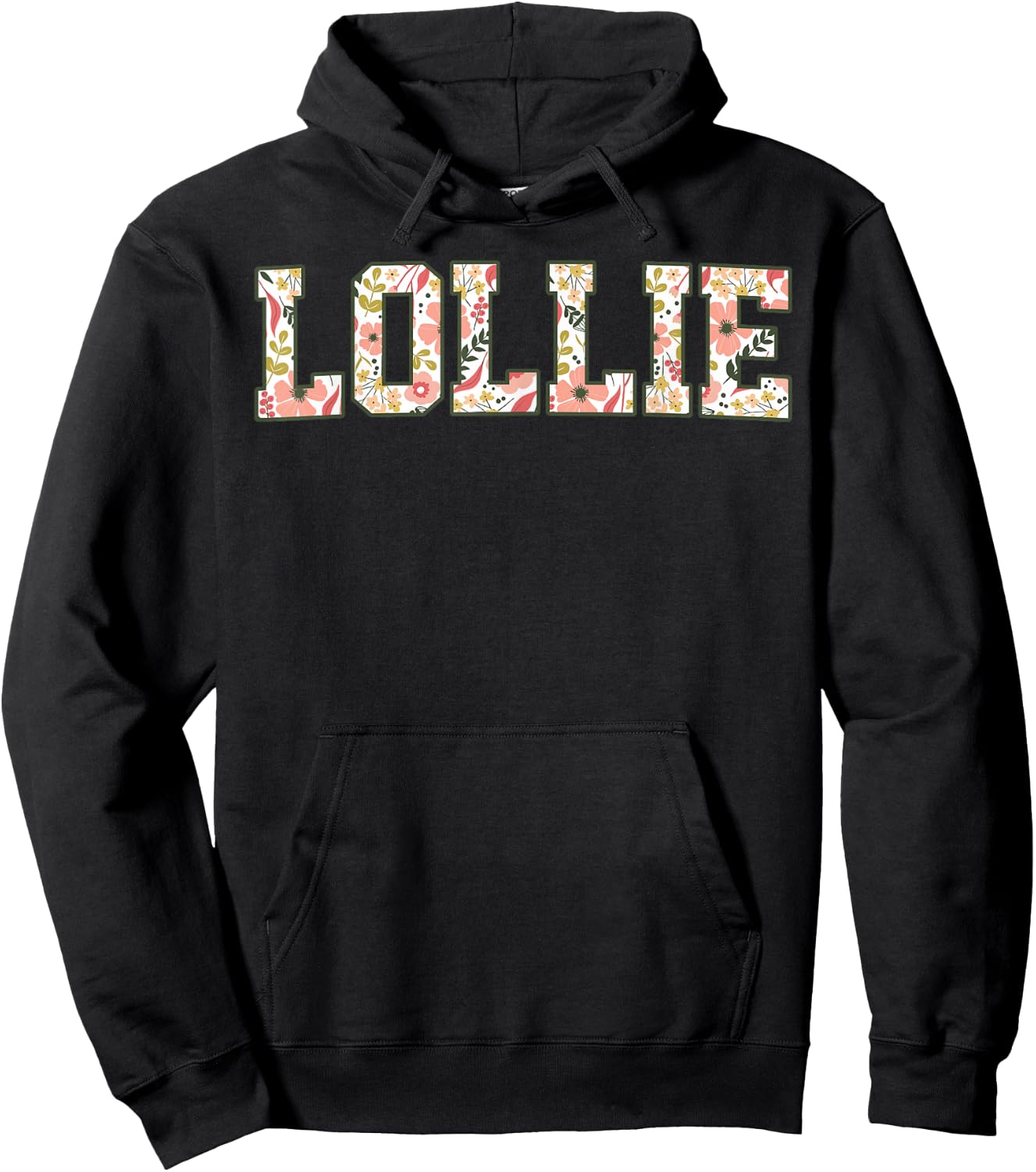Lollie Era Floral Best Lollie Ever Mothers Day Grandma Hoodie - Hoodie | Black