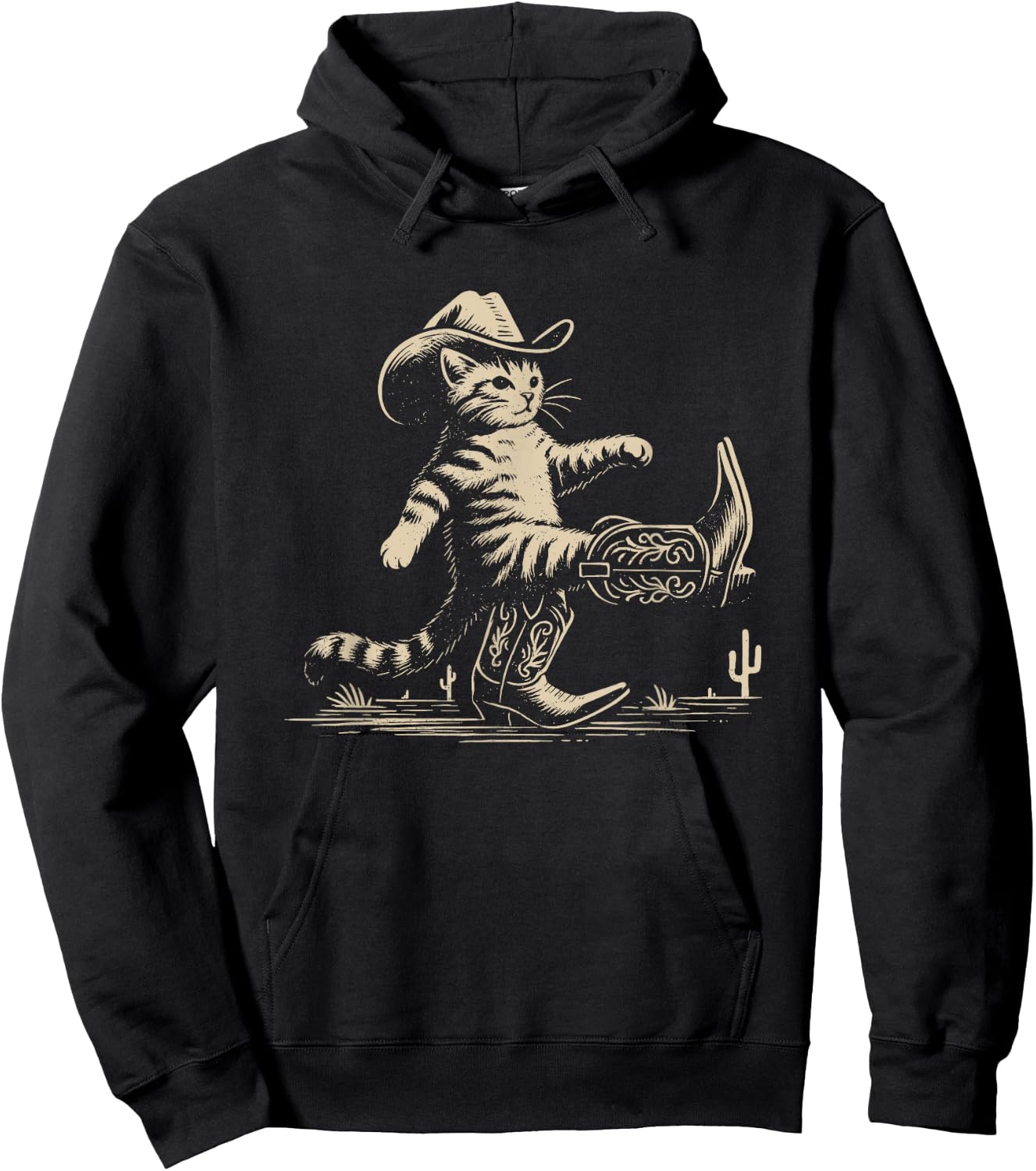 Funny Cowboy Boots for Cat Hoodie - Hoodie | Black
