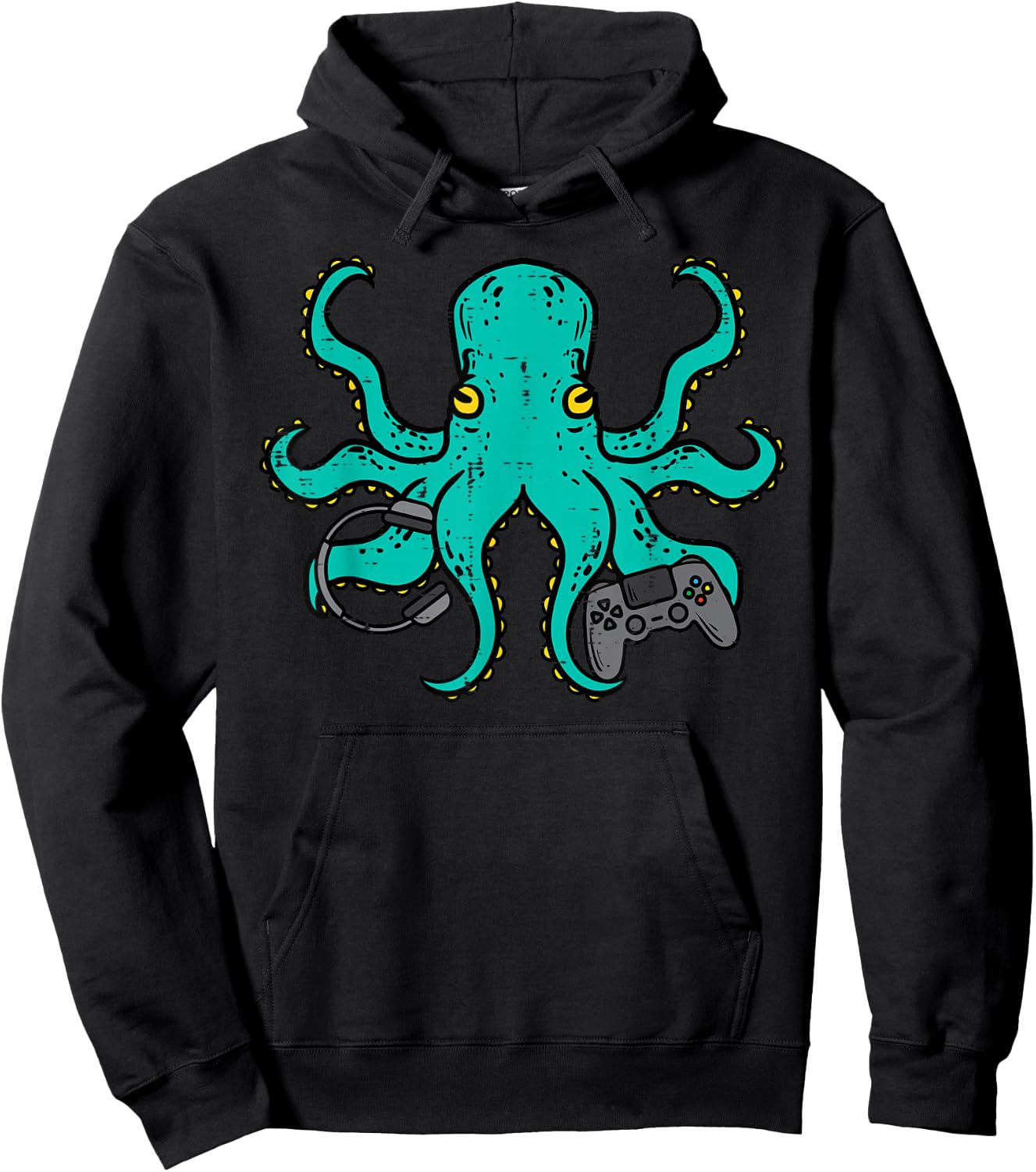 Gamer Shirts Video Games Boys Men Girls Kids Gift Octopus Gamer Funny Gaming -Multiaged Black Short Sleeve Size Small Hoodie - Hoodie | Black