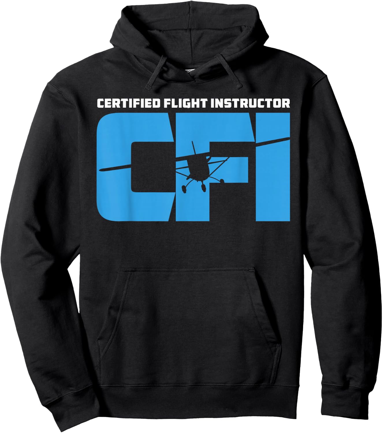 Certified Flight Instructor CFI Airplane Silhouette Design Hoodie - Hoodie | Black