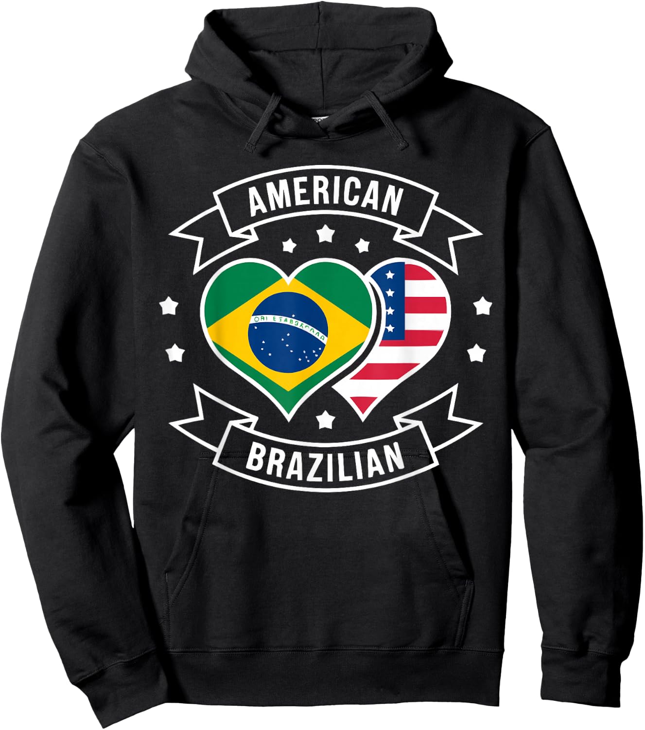 Half American Half Brazilian USA Flag Brazil America Hoodie - Hoodie | Black
