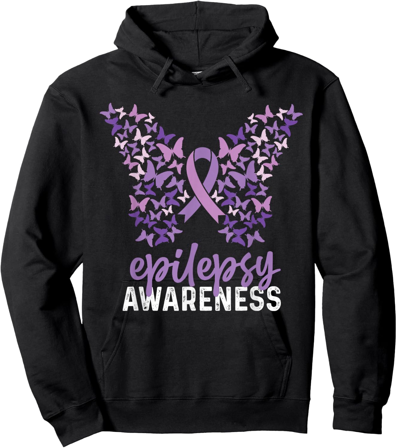 Epilepsy Awareness Butterfly Ribbon Hoodie - Hoodie | Black