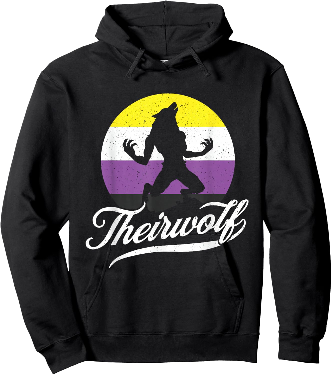 Theirwolf Non Binary Pride Nonbinary NB Enby Flagge LGBTQIA+ Hoodie - Hoodie | Black