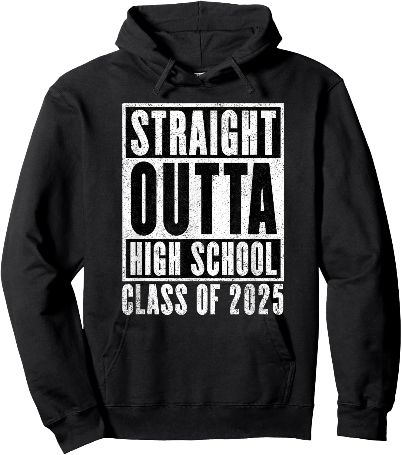 Straight Outta High School Class of 2025 Distressed Version Hoodie - Hoodie | Black