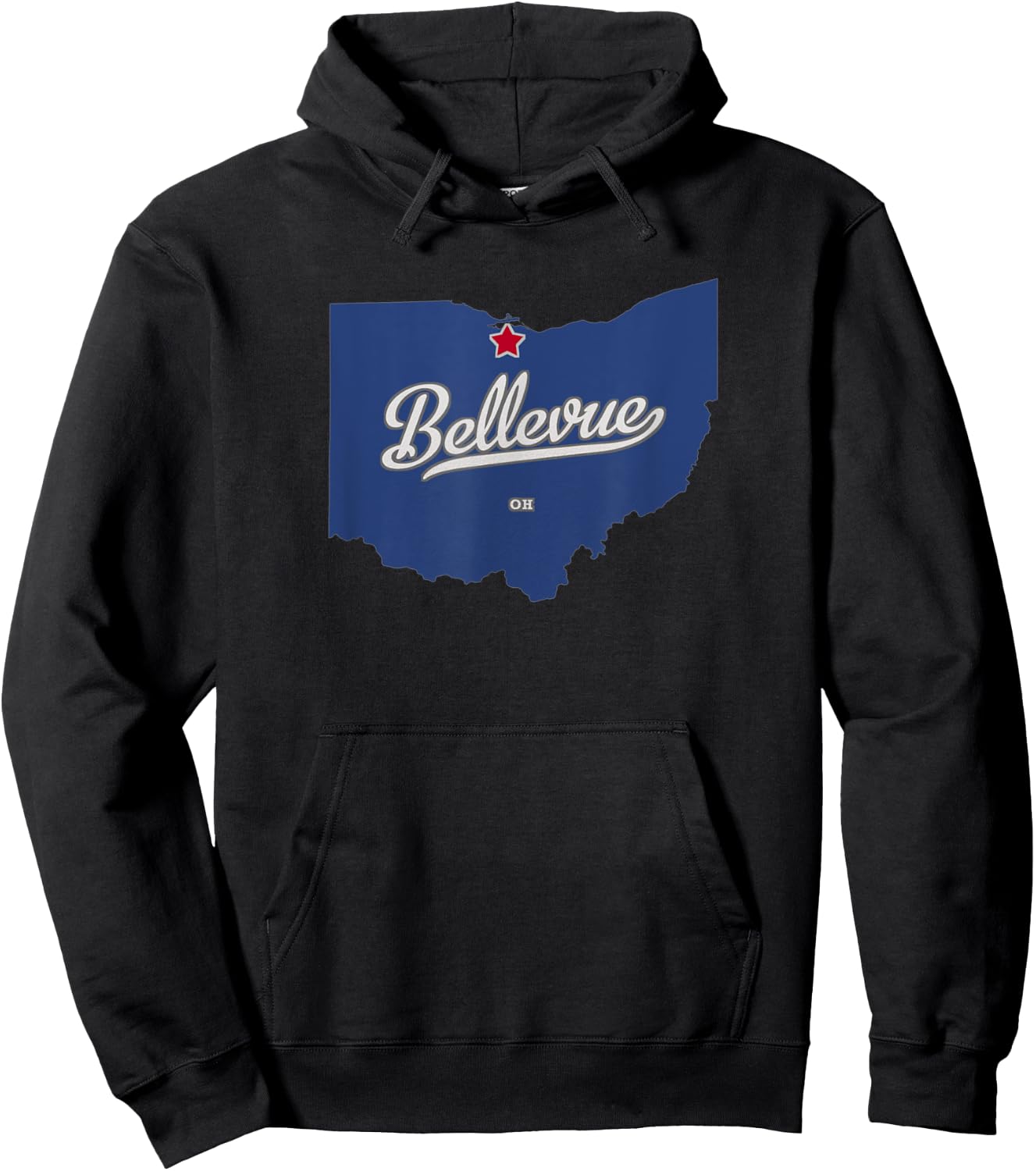 Bellevue Ohio OH Map Hoodie - Hoodie | Black