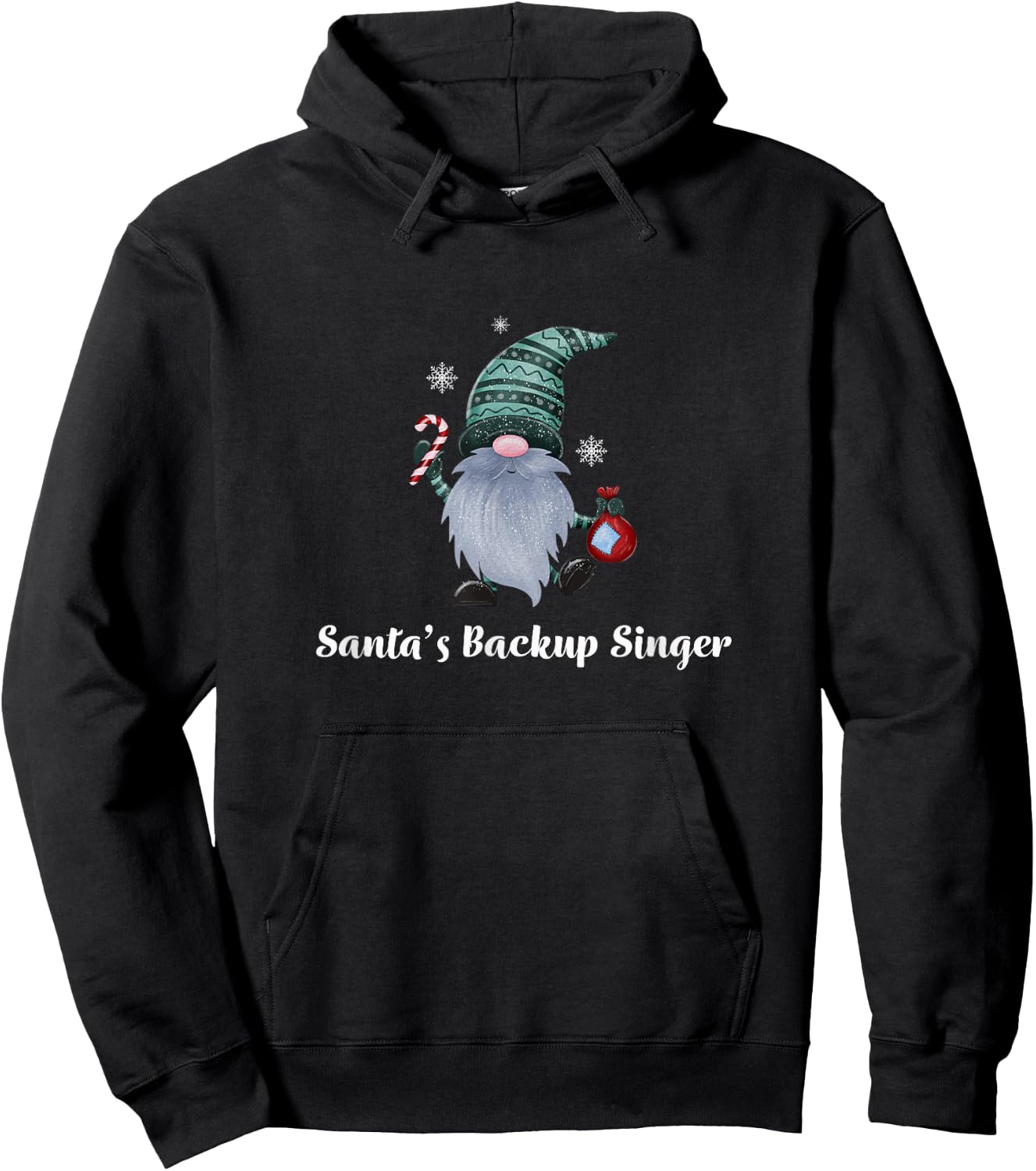 Santa's Backup Singer Christmas Gnome Fun Hoodie - Hoodie | Black