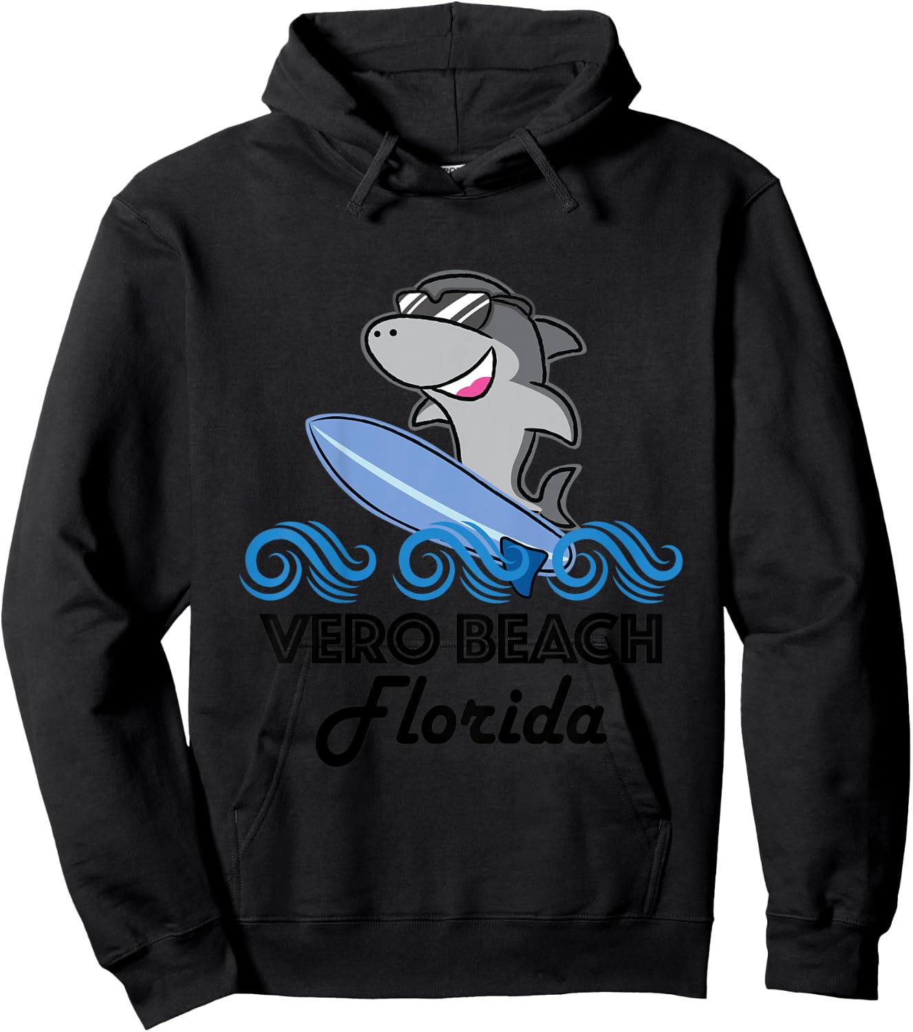 Kids Vero Beach Florida Funny Shark Hoodie - Hoodie | Black