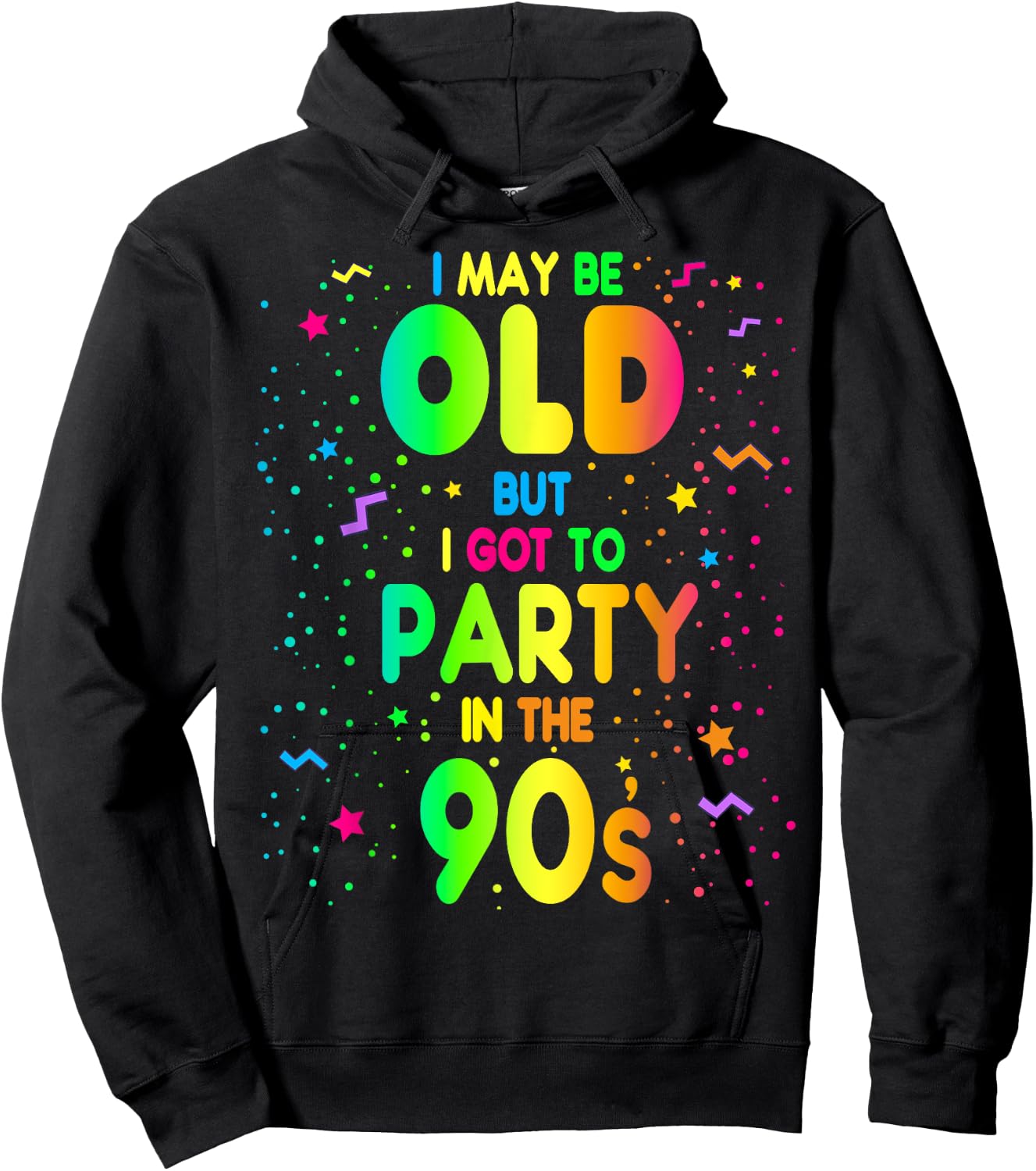 90s Design , Rave Outfit and 1990s Costume , Black Hoodie - Hoodie | Black