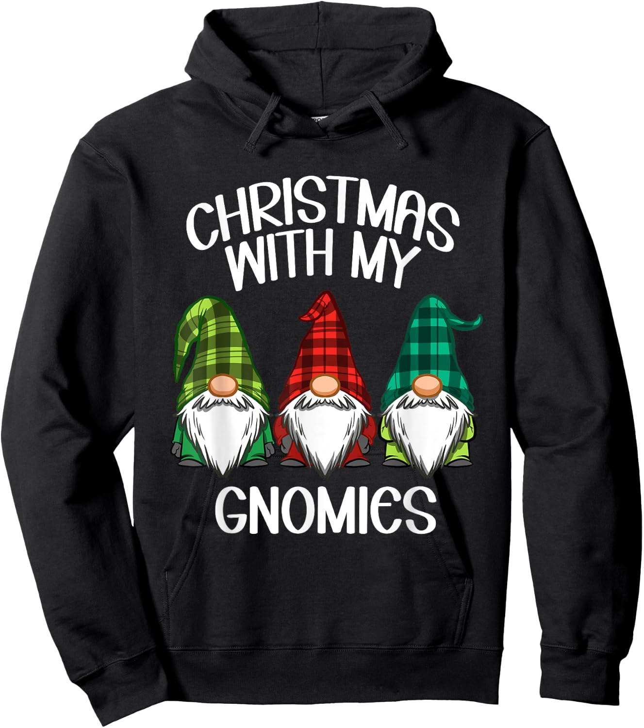Gnome Family Christmas Shirt Women Men Buffalo Plaid Hoodie - Hoodie | Black