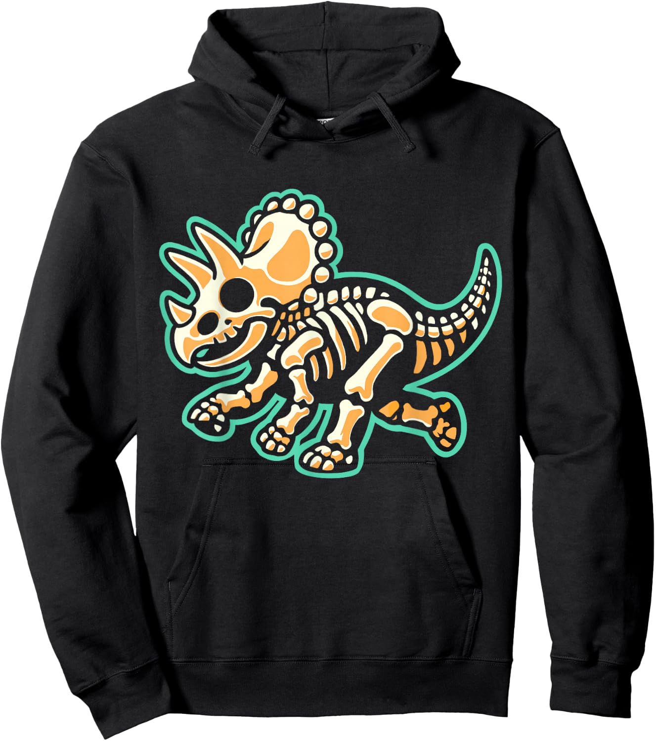 Retro Dinosaur Skeleton Triceratops Xray Boys Kids Hoodie - Hoodie | Black