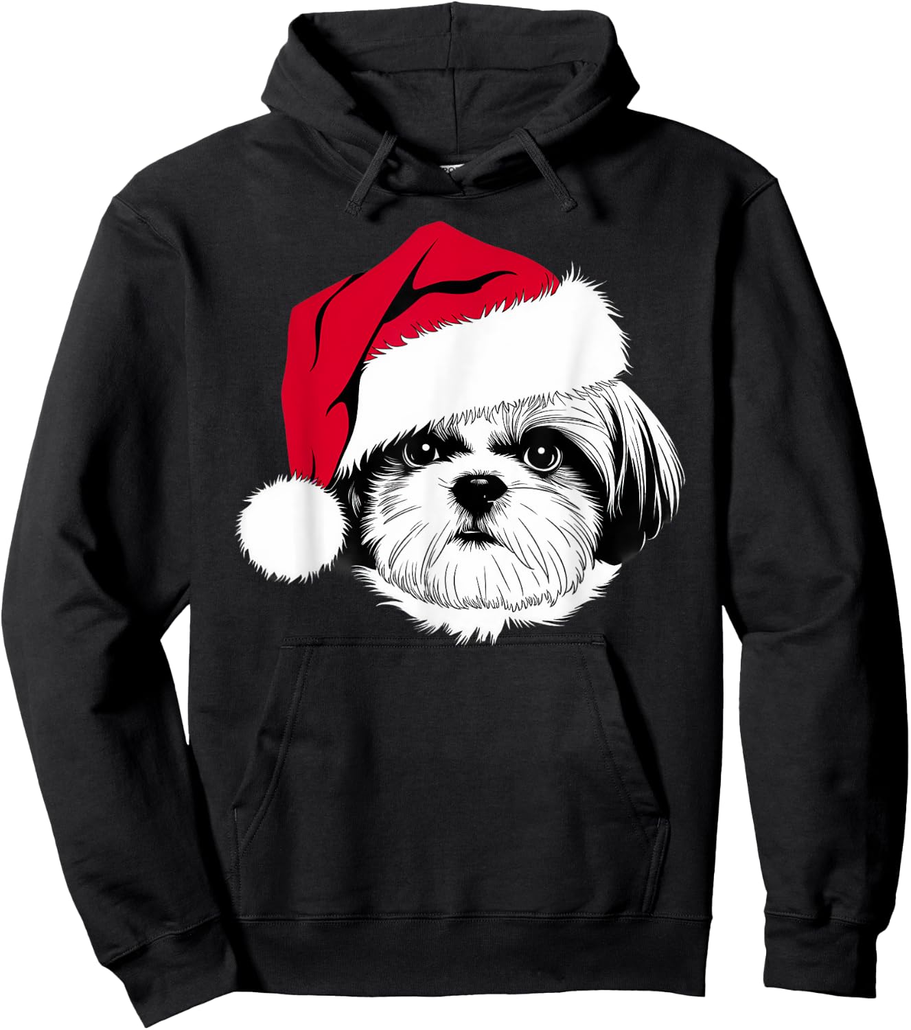 Joyful Shih Tzu Santa Dog on Shih Tzu Christmas Men Women Kids Hoodie - Hoodie | Black