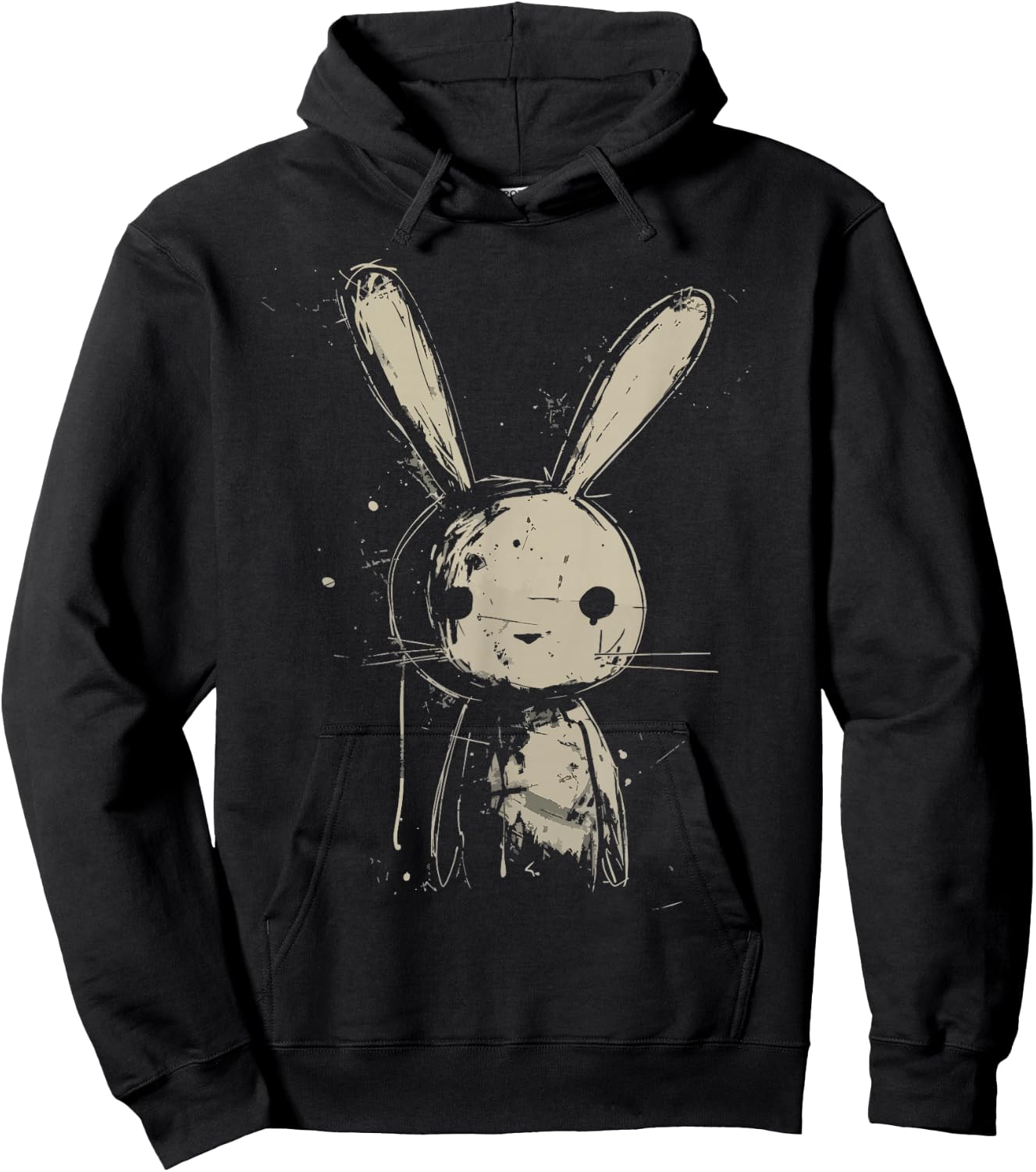 Grunge Bunny Creepy Cute Rabbit Goth Alt Scary Sad Aesthetic Hoodie - Hoodie | Black