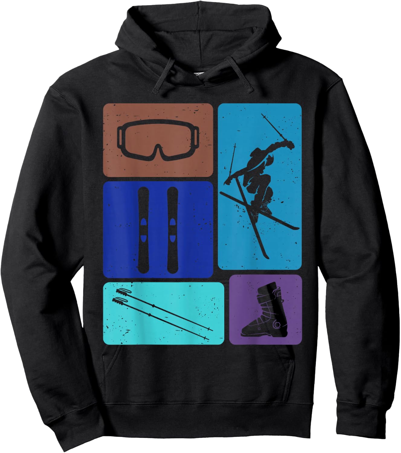 Funny Skiing Ski Snow Adventure Winter Sports Lovers Outfit Hoodie - Hoodie | Black