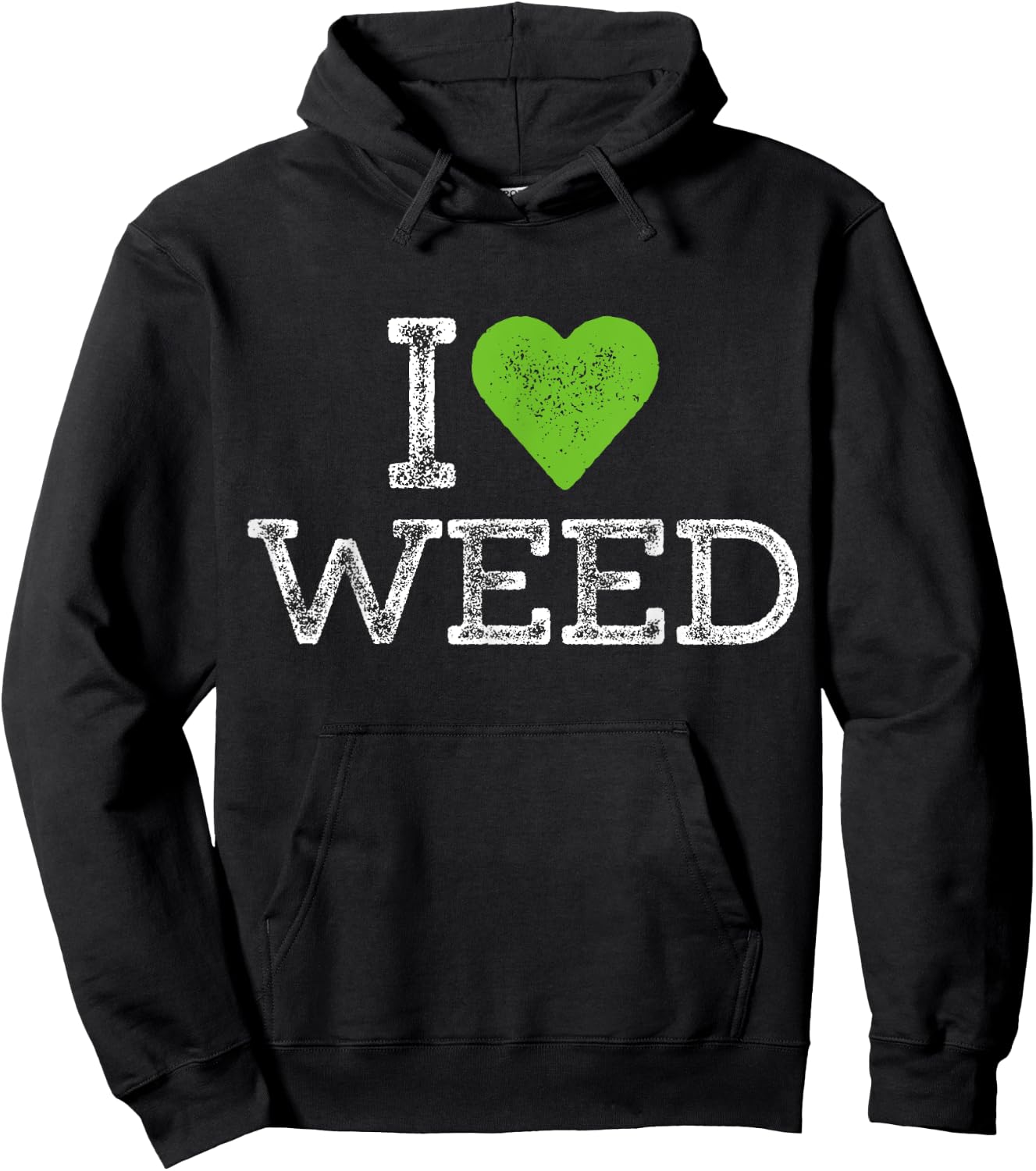 I Love Weed Outfit 420 Humor Green Colored Heart Stoner Hoodie - Hoodie | Black