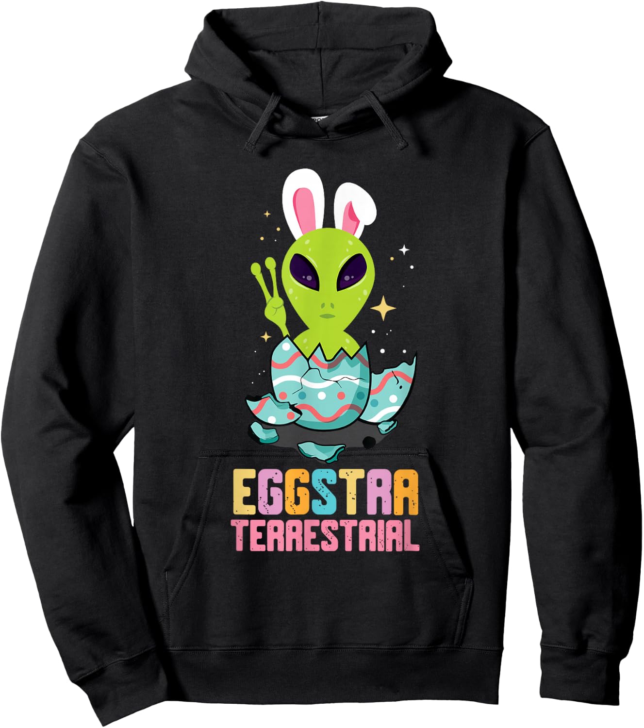 Eggstraterrestrial Easter Bunny Alien Believer Easter Eggs Hoodie - Hoodie | Black