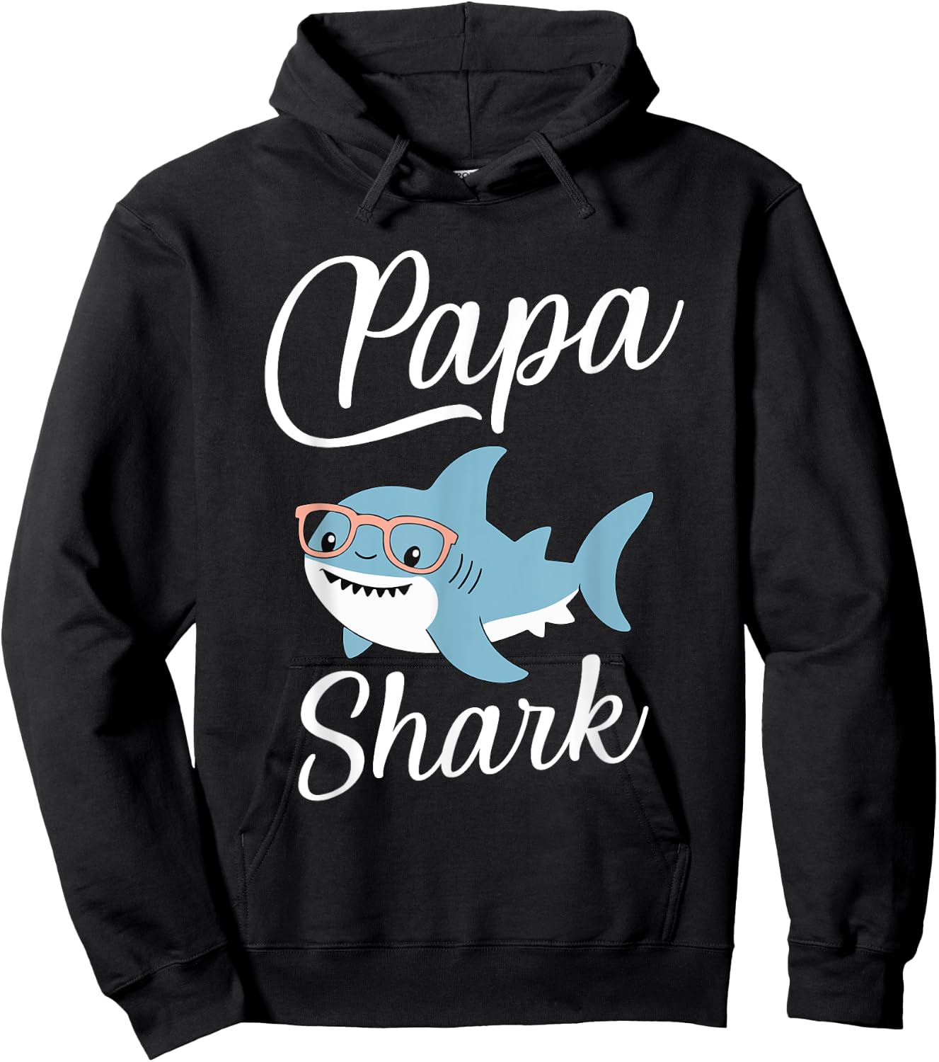 Papa Shark Funny Matching Family Grandpa Hoodie - Hoodie | Black