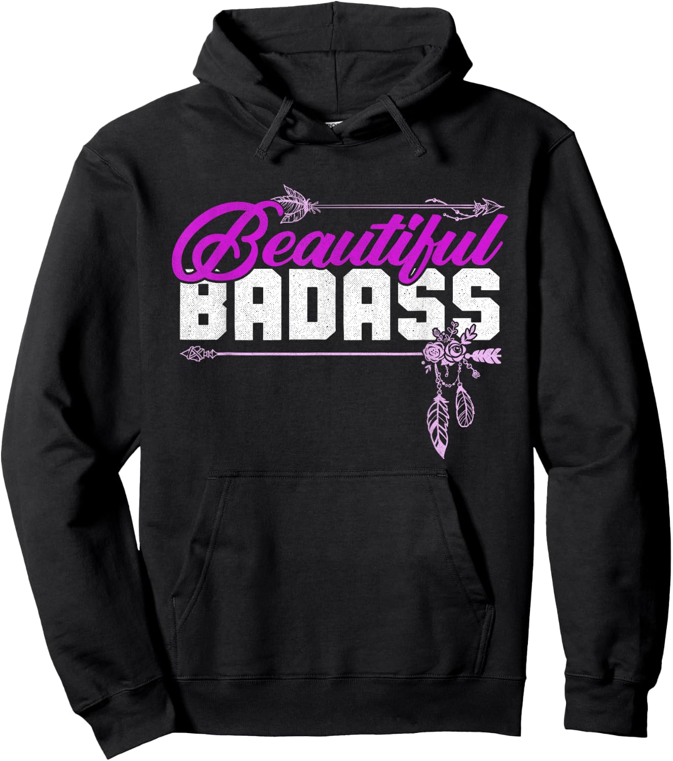 Beautiful Badass | Women Empowerment Pink Hoodie - Hoodie | Black