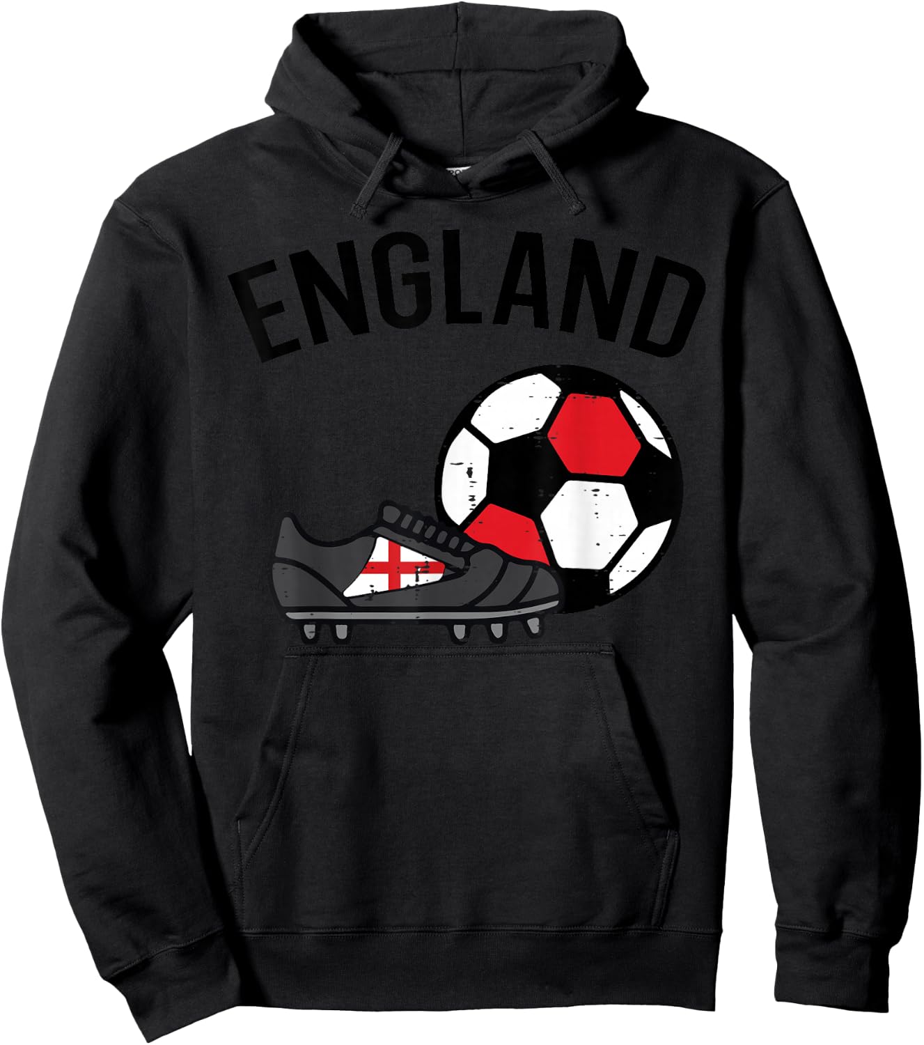 England Flag Soccer Ball Shoes Football Fan Men Women Kids Hoodie - Hoodie | Black
