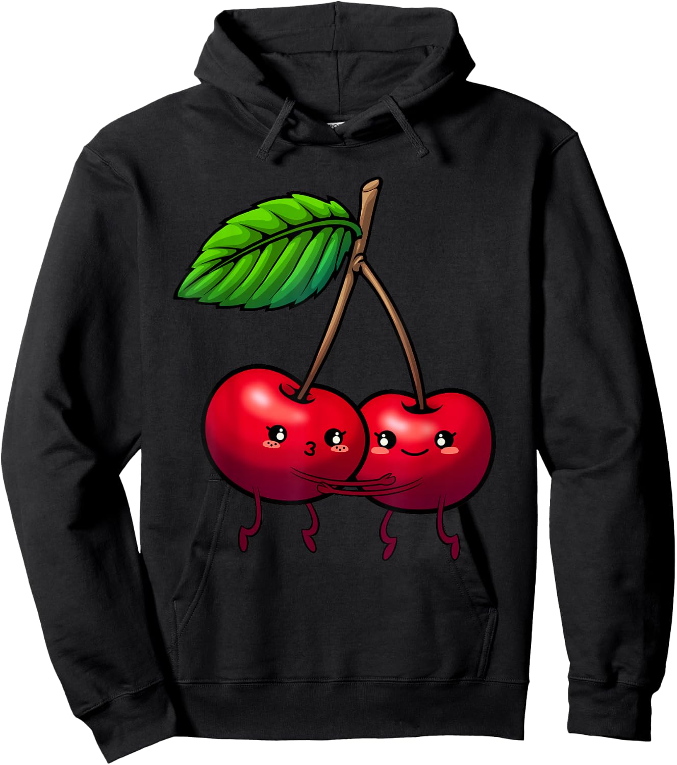 Cute Cherry Graphic Women Kids Red Cherries Print Hoodie - Hoodie | Black