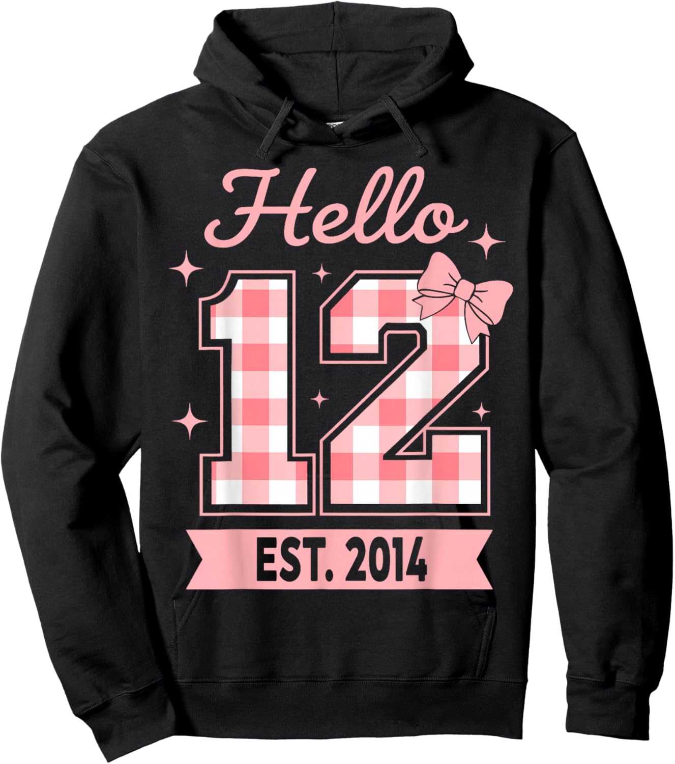 Hello Twelve Est 2014 Coquette 12th Birthday Girl Hoodie - Hoodie | Black