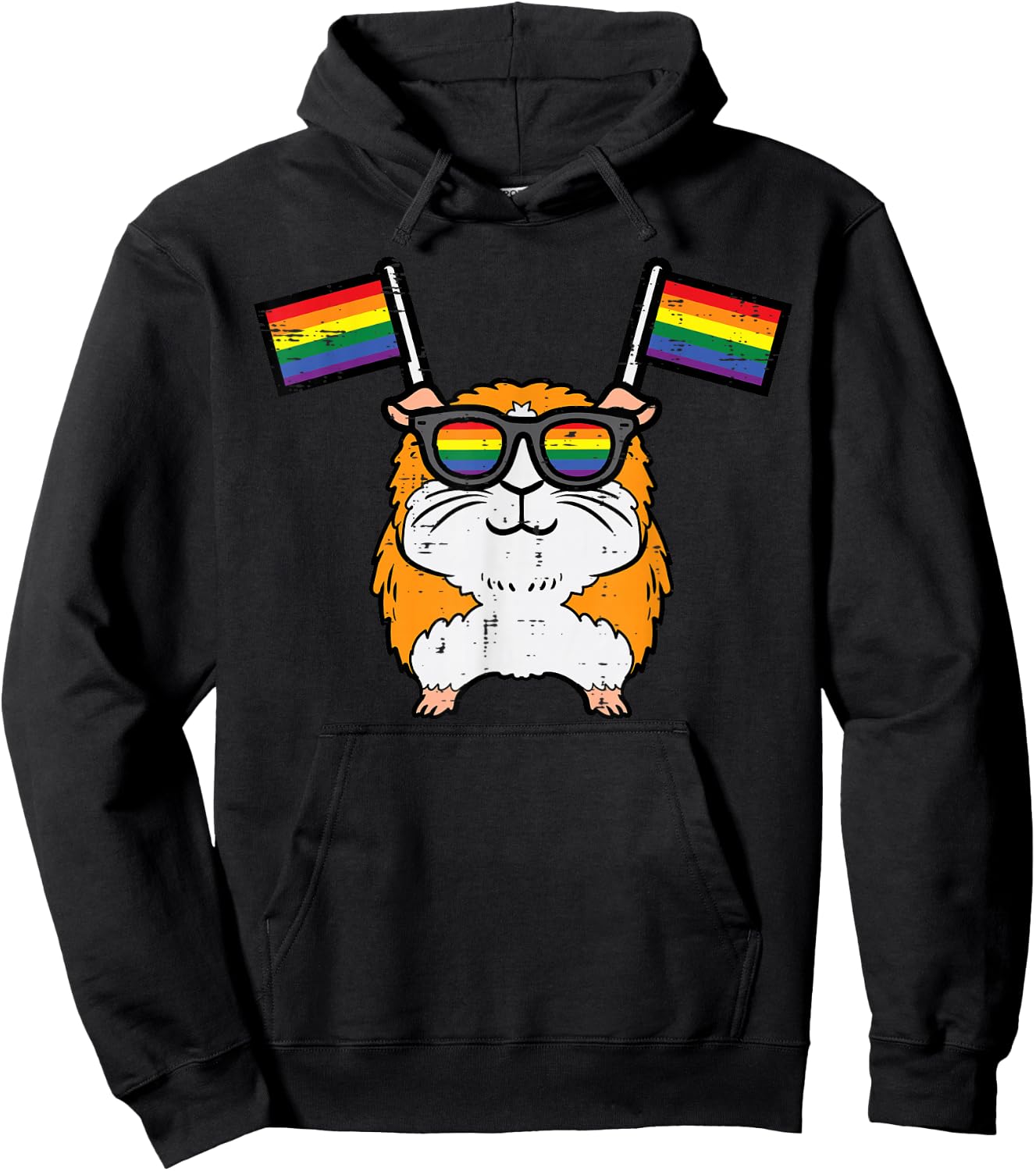 Gay Guinea Pig Rainbow Flag LGBT Pride Month Men Women Kids Hoodie - Hoodie | Black