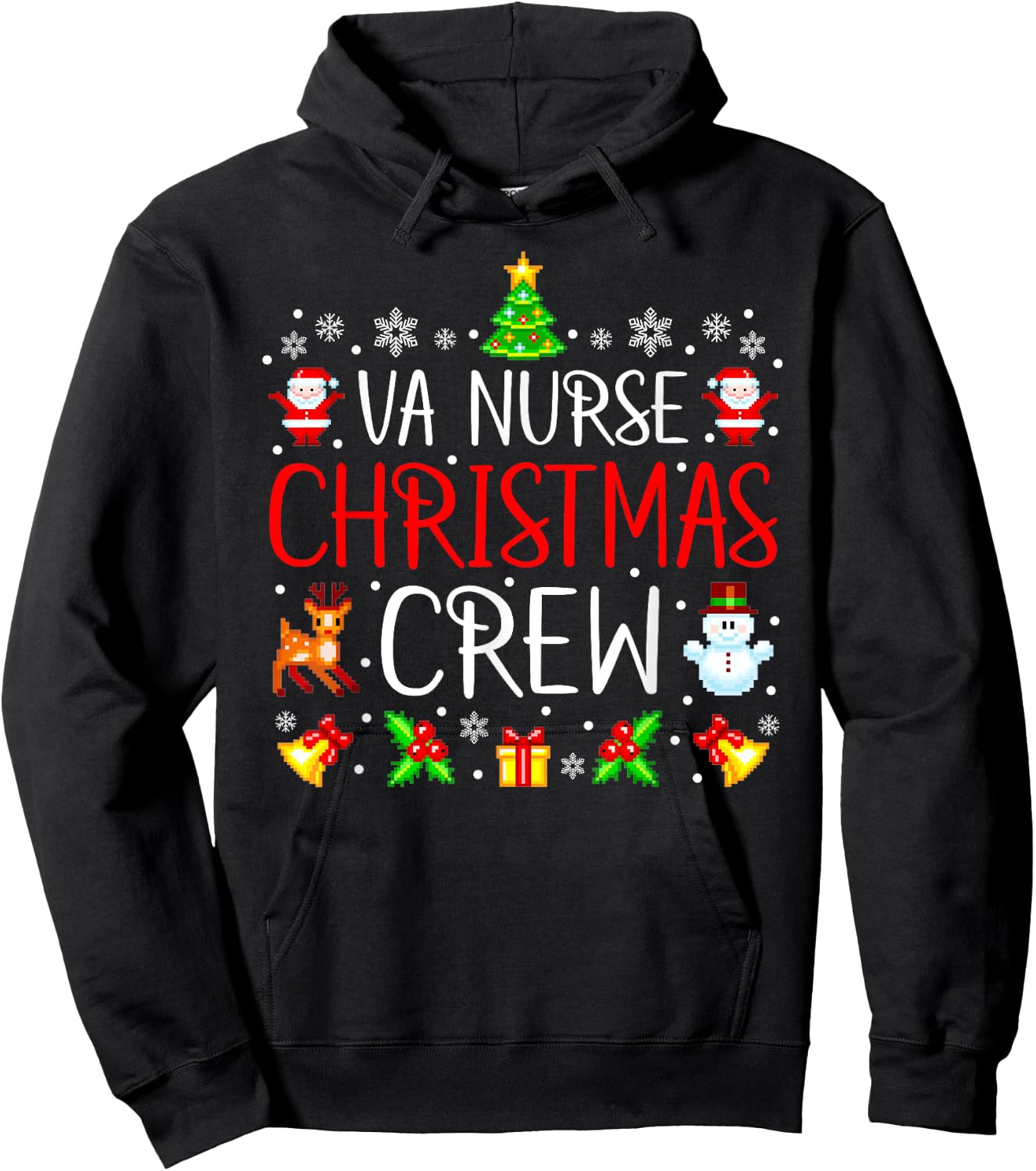 VA Nurse Christmas Crew Matching Xmas VA Nursing Hoodie - Hoodie | Black