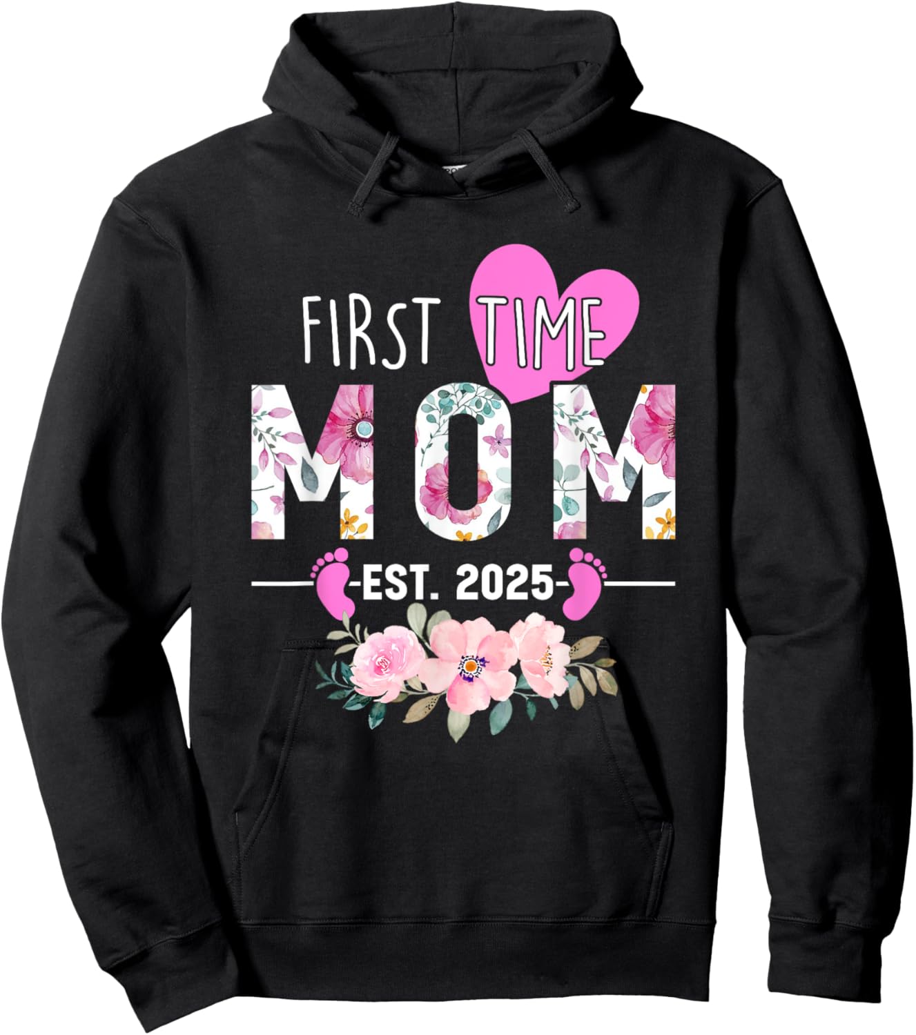 First time Mom 2025 Gifts New Mama Mommy Baby Announcement Hoodie - Hoodie | Black