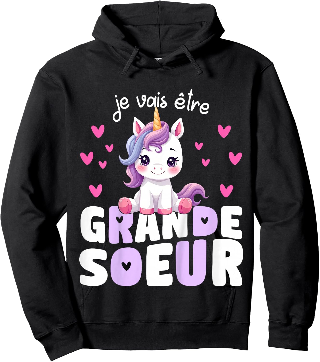 I Will Be Big Sister Unicorn Announcement Pregnancy Sister Hoodie - Hoodie | Black