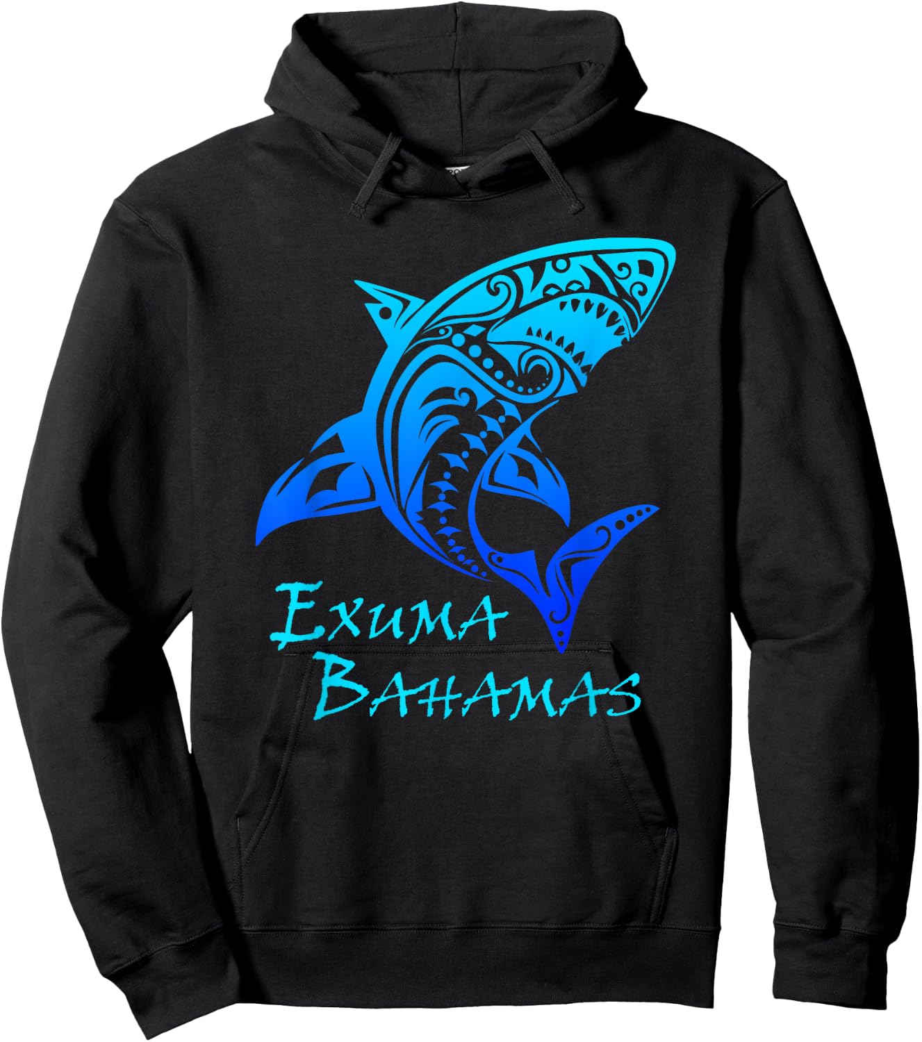 Exuma Bahamas Tribal Shark Polynesian Tattoo Style Vacation Hoodie - Hoodie | Black