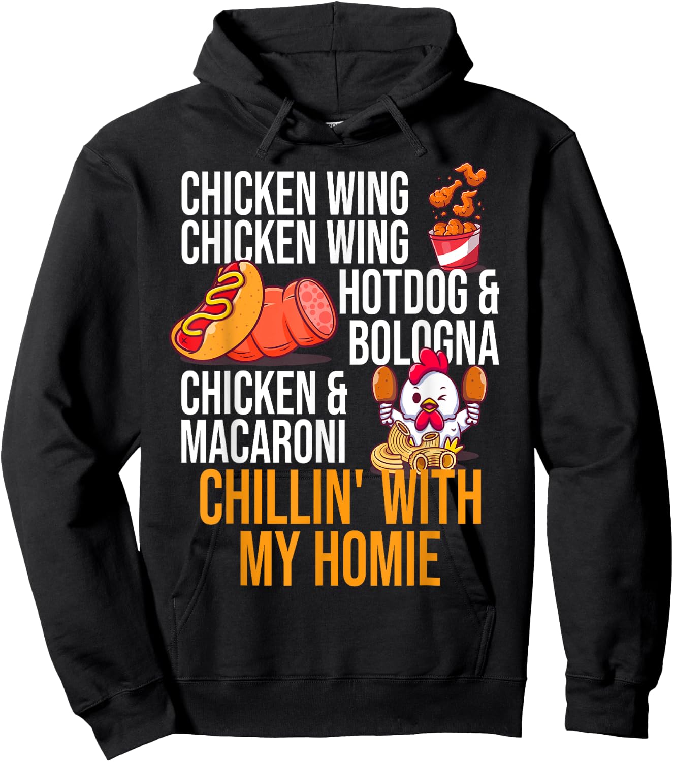 Chicken Wing Chicken Wing Hot Dog And Bologna Men Women Girls Kids Hoodie - Hoodie | Black