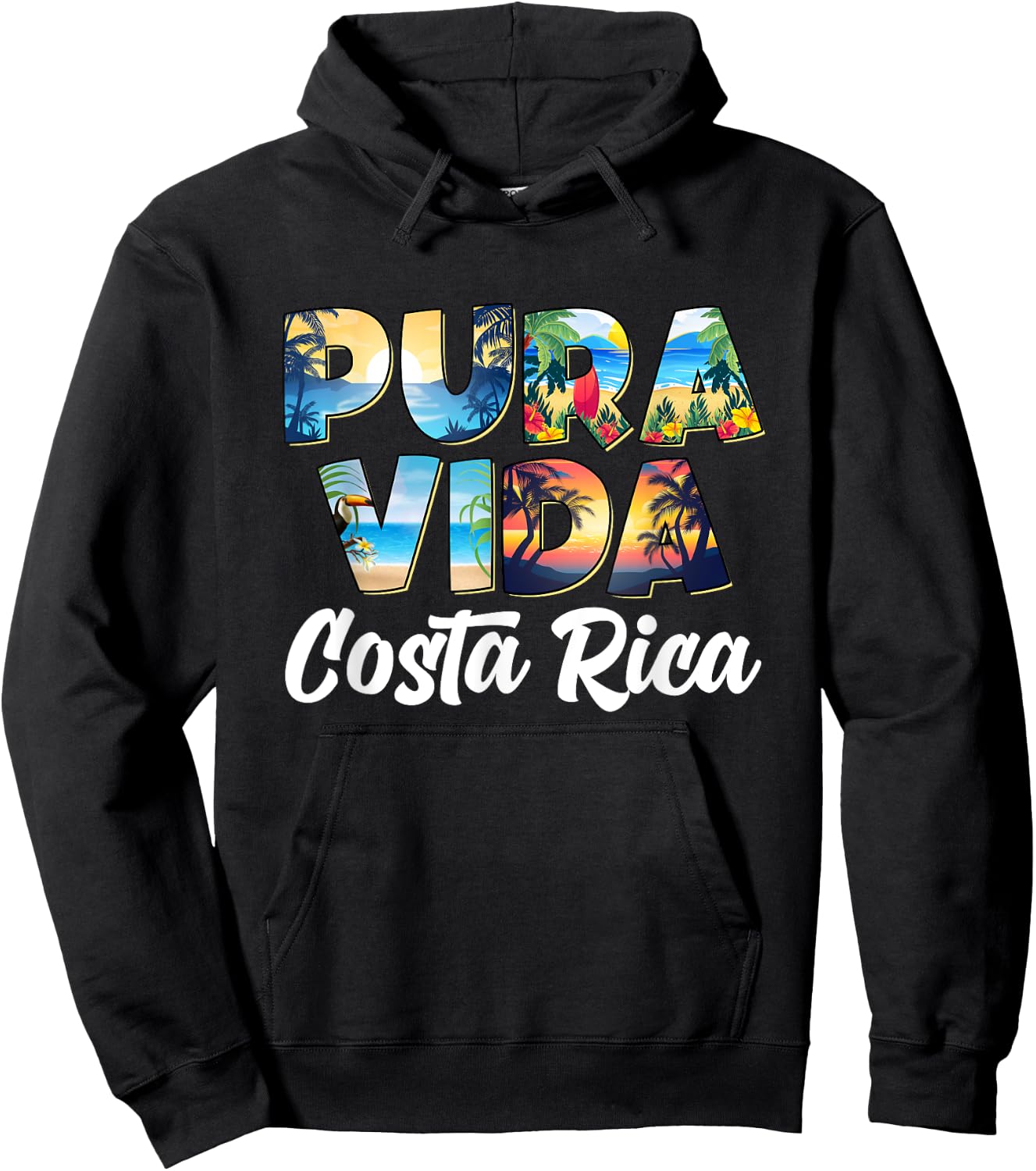 Pura Vida Costa Rica Souvenir - Cool Travel Central America , Black, S Hoodie - Hoodie | Black