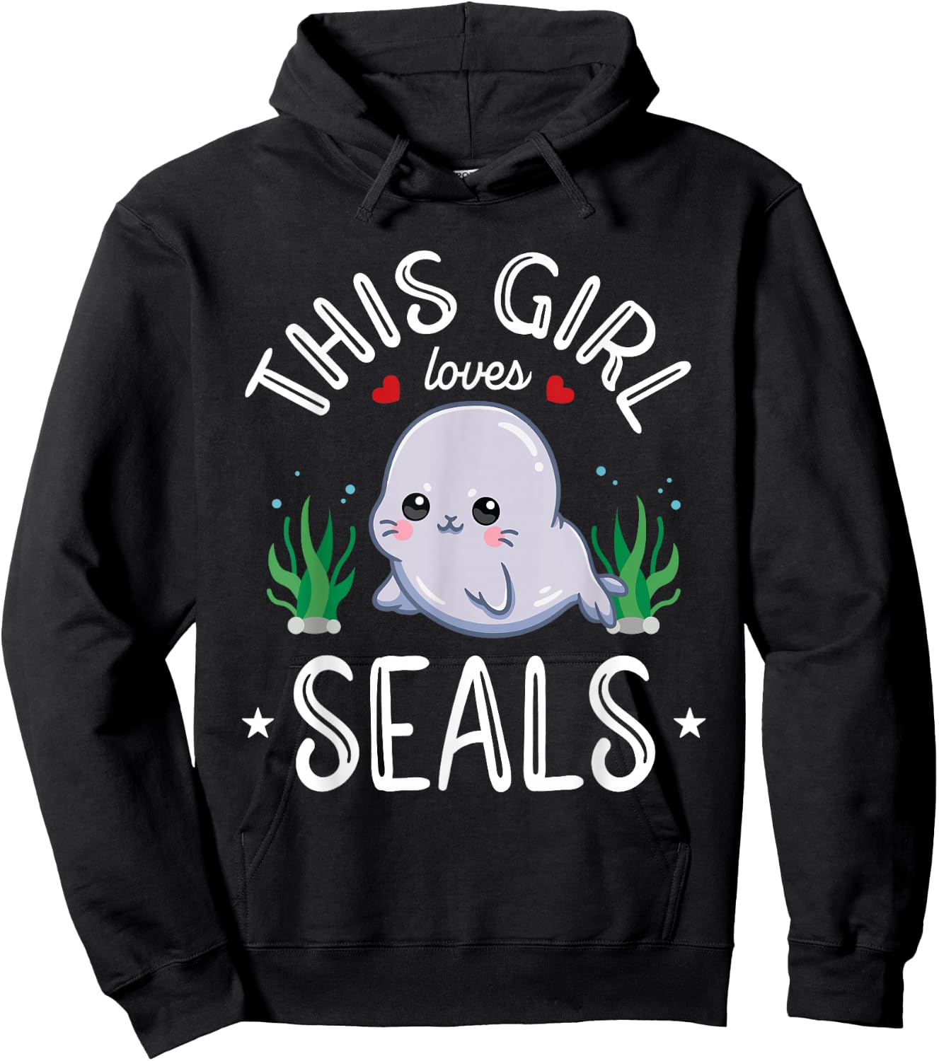 This Girl Loves Seals Cute Kawaii Seal Lover Girls Teens Hoodie - Hoodie | Black