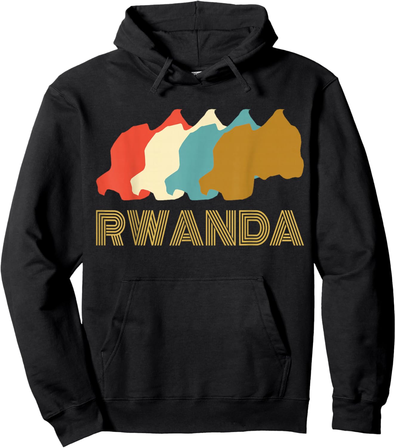 Vintage Rwanda , I Love Rwanda Map Shirt Hoodie - Hoodie | Black
