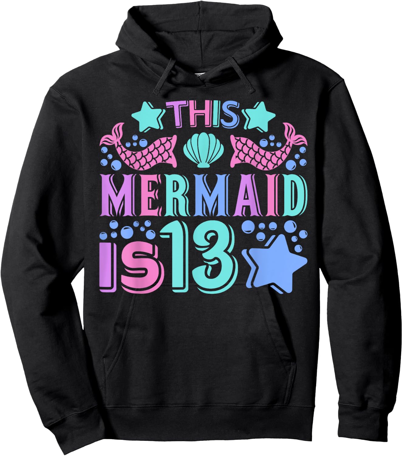 Mermaid 13yr Old Mermaid Birthday Outfit Teen 13th Birthday Hoodie - Hoodie | Black