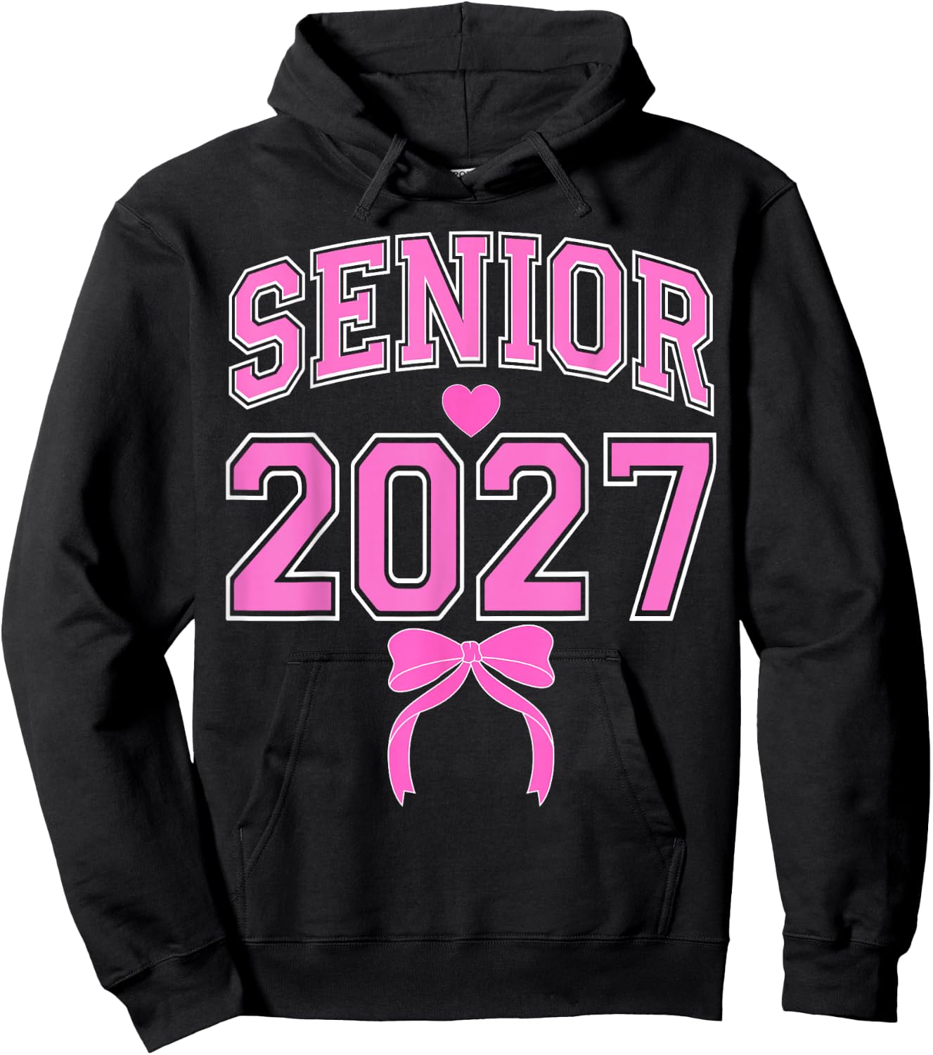Senior 2027 Class of 2027 Coquette Pink Bow Graduation 2027 Hoodie - Hoodie | Black