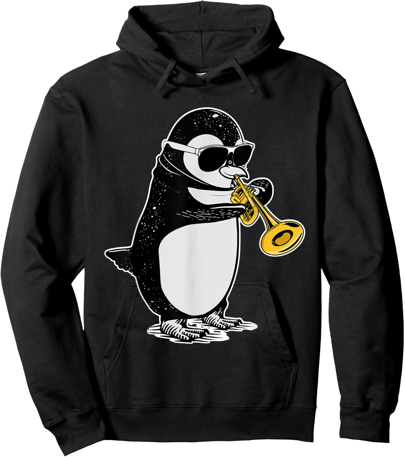 Trumpet Player Penguin Lover Kids Musician Trumpet Hoodie - Hoodie | Black