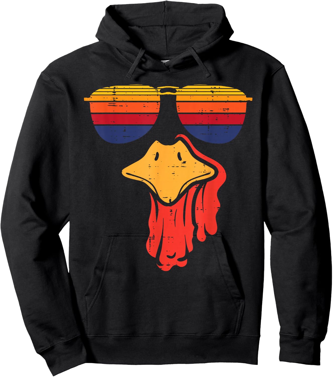Thanksgiving Turkey Face Sunglasses Vintage Men Women Kids Hoodie - Hoodie | Black