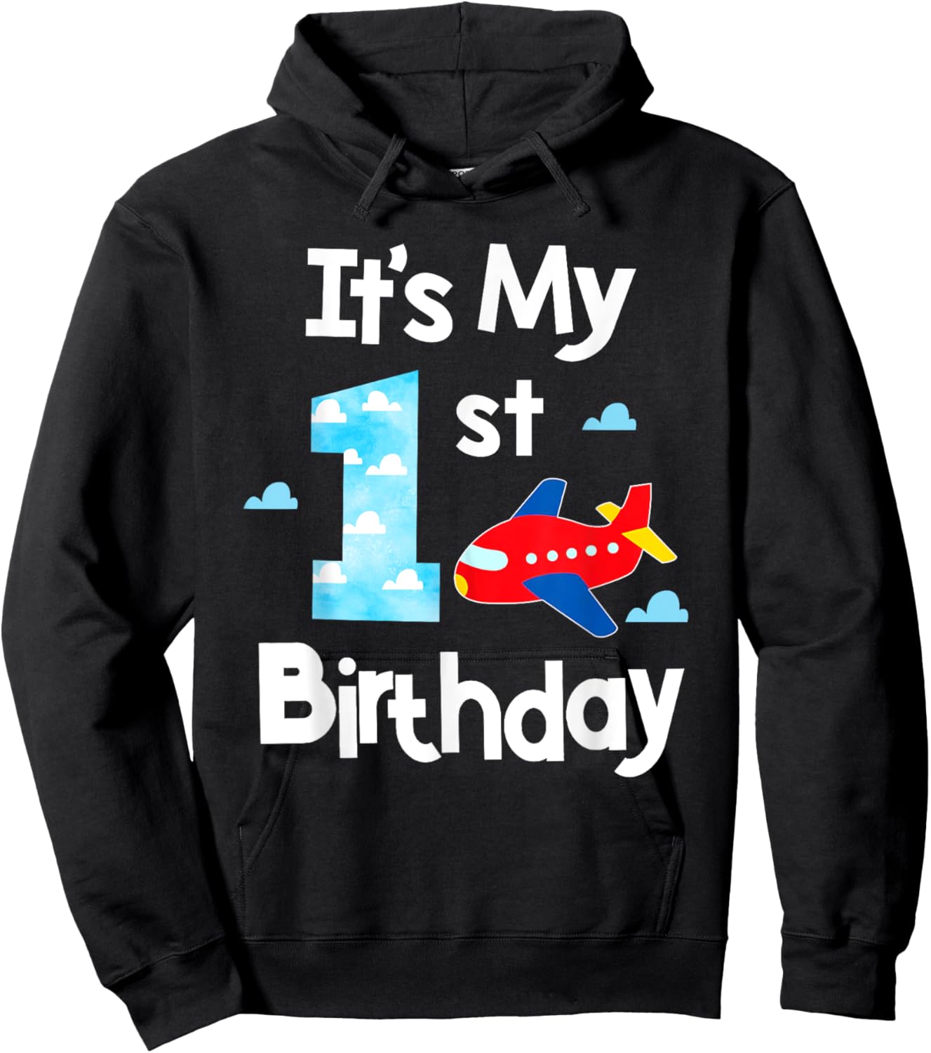 It's My 1st Birthday Airplane Pilot 1 Years Old Boy Girl Hoodie - Hoodie | Black