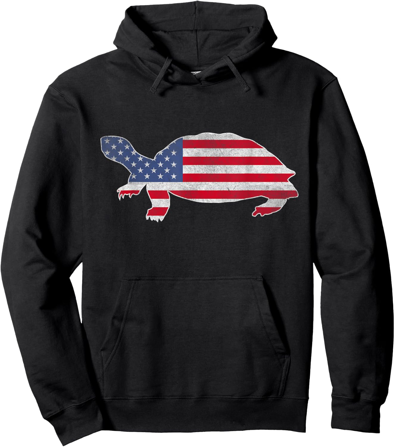 Patriotic Tortoise 4th Of July Men Women American US Flag Hoodie - Hoodie | Black