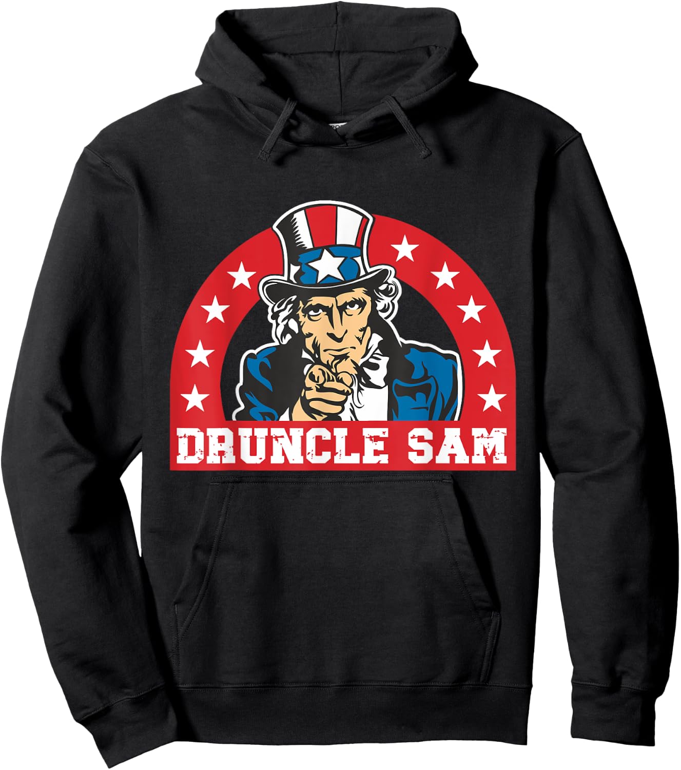 Druncle Sam Funny Uncle Sam USA American 4th of July Hat Women Men Hoodie - Hoodie | Black