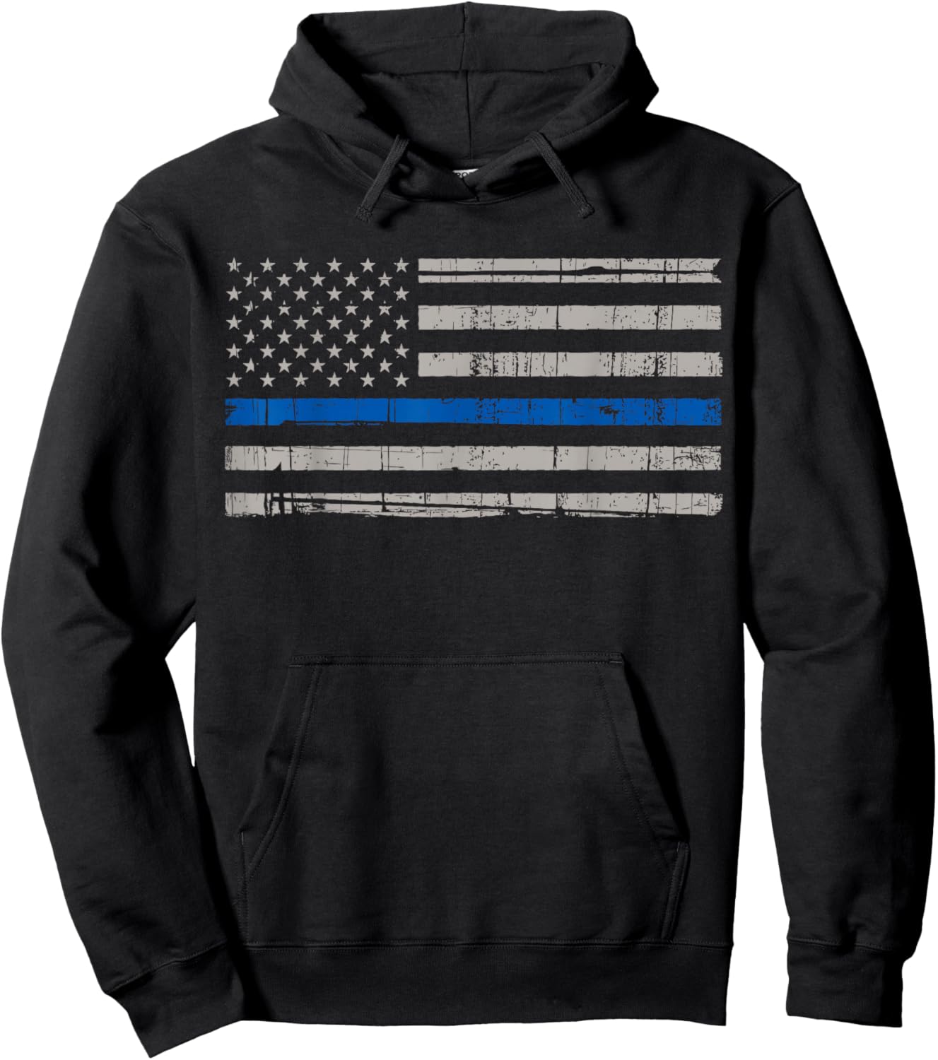 Thin Blue Line American Flag T Shirt Law Enforcement LEO Hoodie - Hoodie | Black