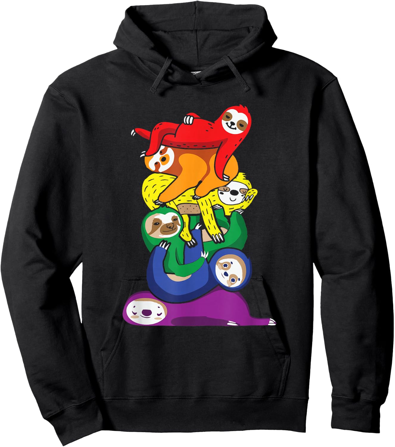 Funny LGBT Sloth Stack Rainbow Gay Pride For Sloth Lover Hoodie - Hoodie | Black