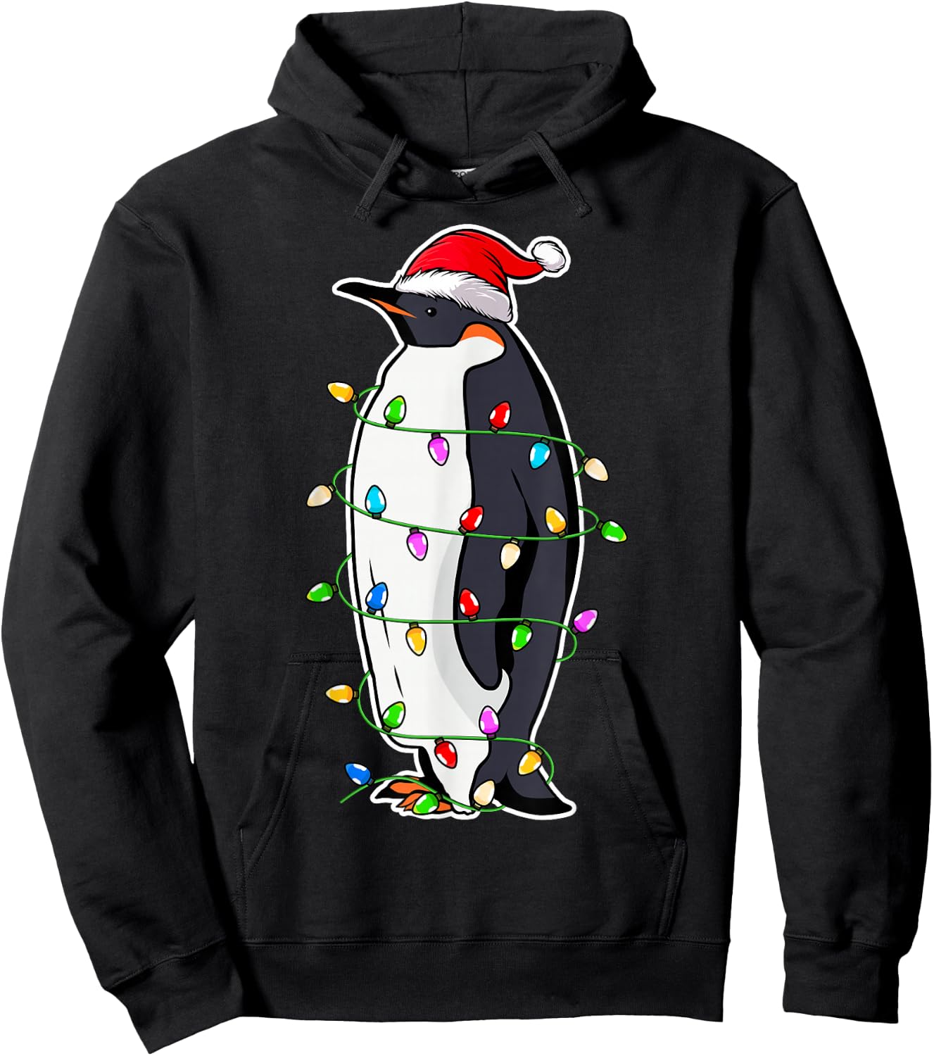 Penguin Wearing Santa Hat Xmas - Penguin Lover Christmas Hoodie - Hoodie | Black
